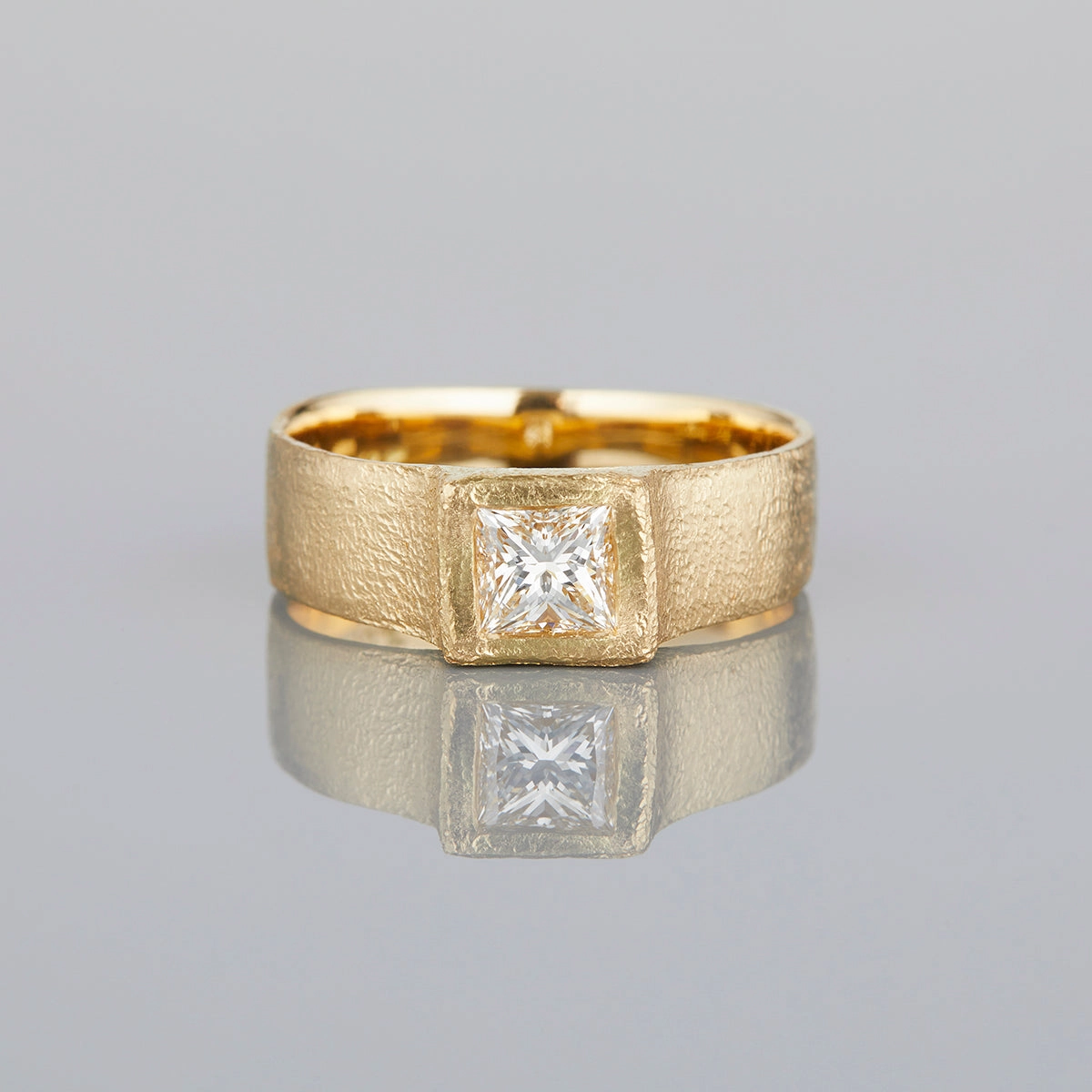 0.5 Carat One-of-a-Kind Princess Cut White Diamond Signet Ring | DR153-OOAK