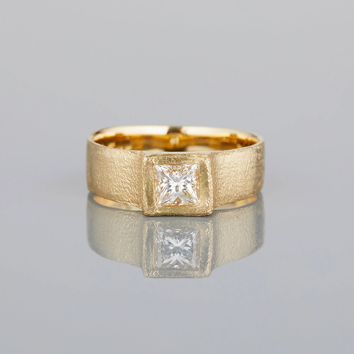 0.5 Carat One-of-a-Kind Princess Cut White Diamond Signet Ring | DR153-OOAK