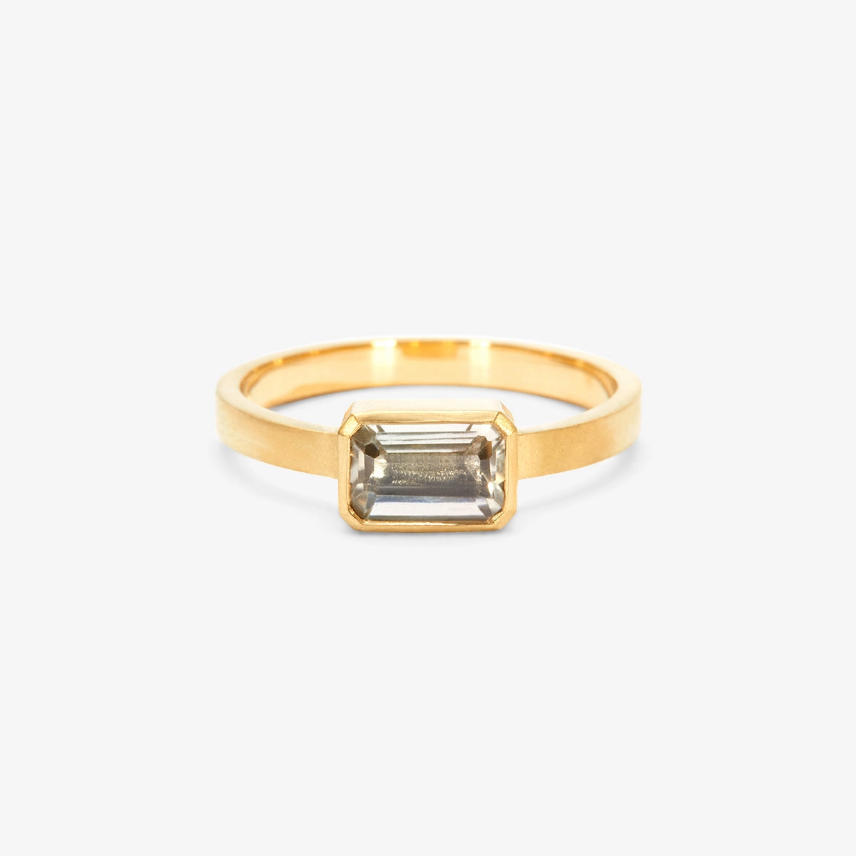 0.74 Carat One-of-a-Kind Elongated Octagon Cut Pale Yellow Tourmaline Ring | TR53-OOAK