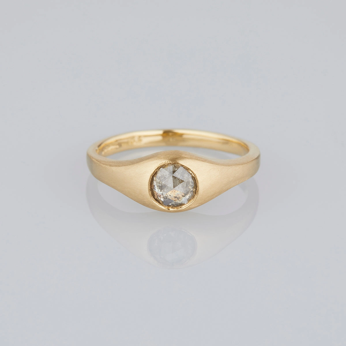 0.74 Carat One-of-a-Kind Rose Cut Grey Diamond Signet Ring | DR144-OOAK