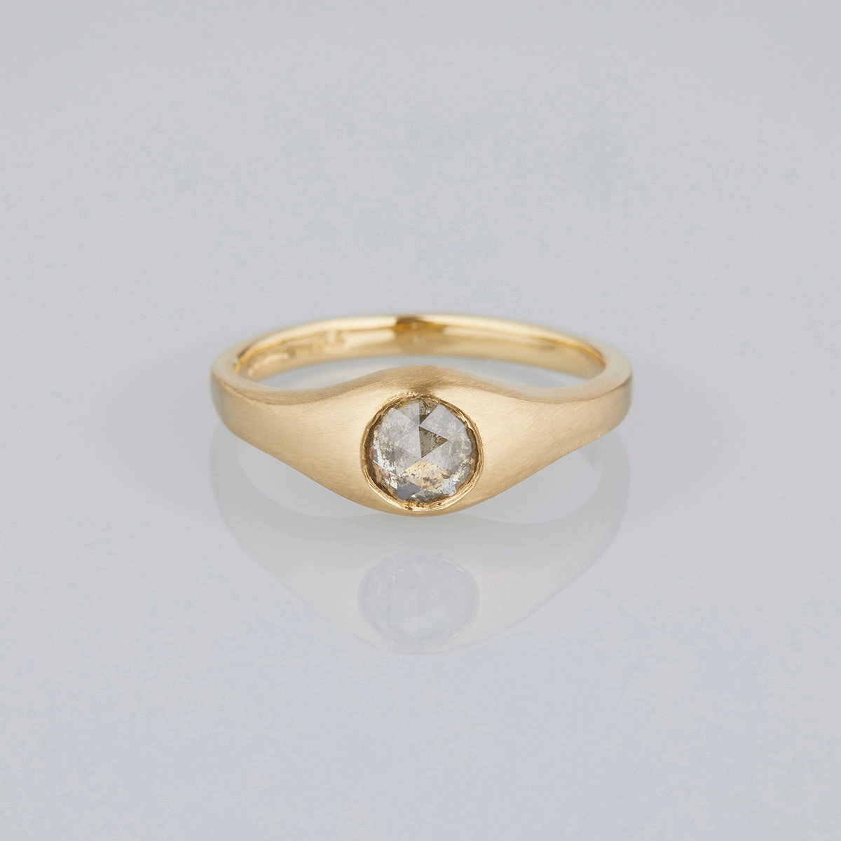 0.74 Carat One-of-a-Kind Rose Cut Grey Diamond Signet Ring | DR144-OOAK