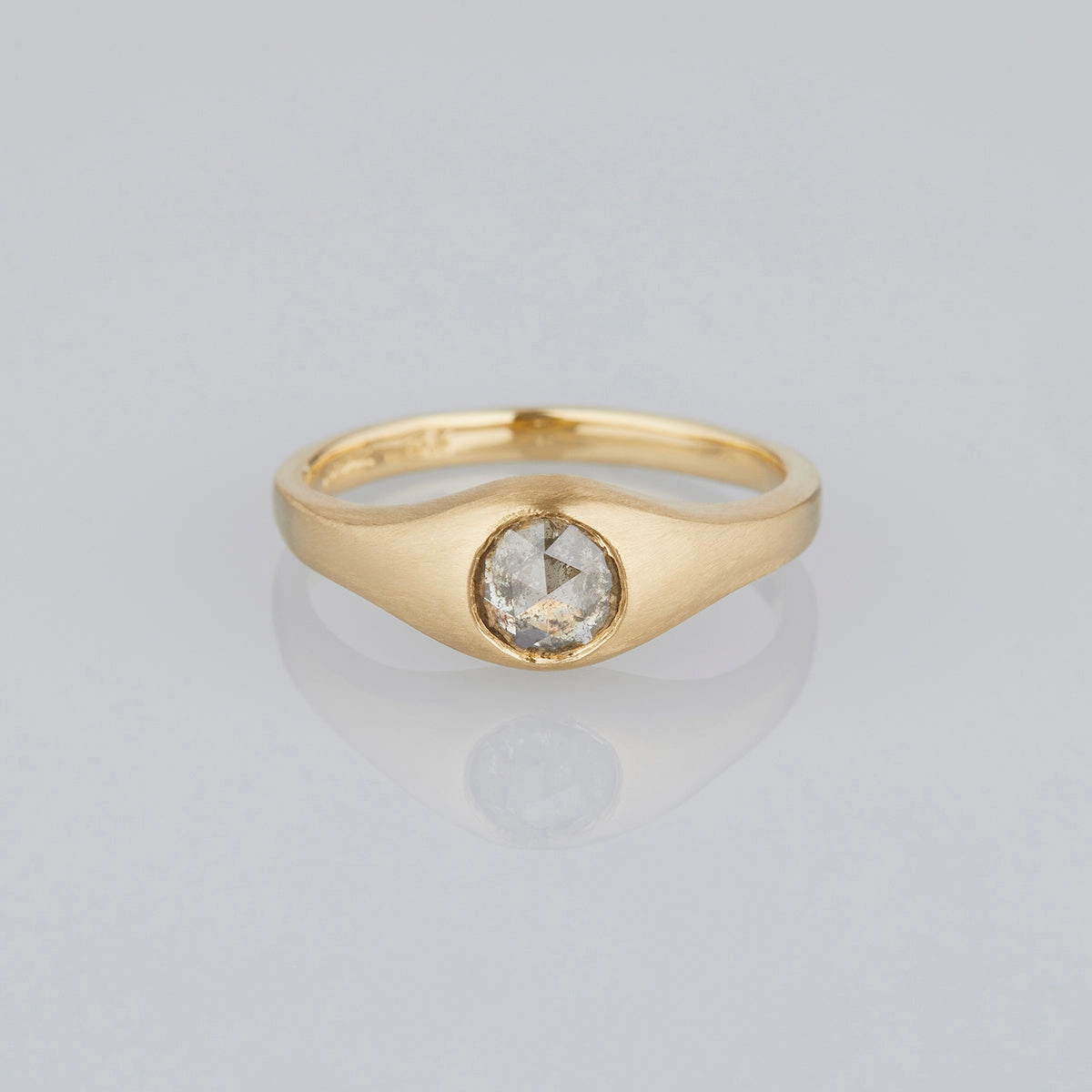 0.74 Carat One-of-a-Kind Rose Cut Grey Diamond Signet Ring | DR144-OOAK