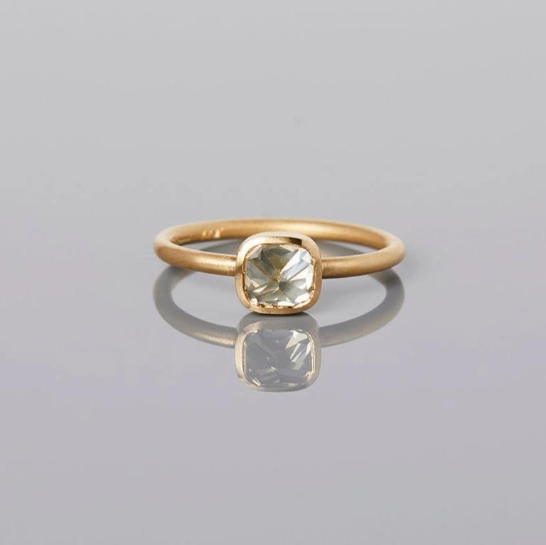 0.76 Carat One-of-a-Kind Rose Cut Grey Diamond Ring | DR71-OOAK