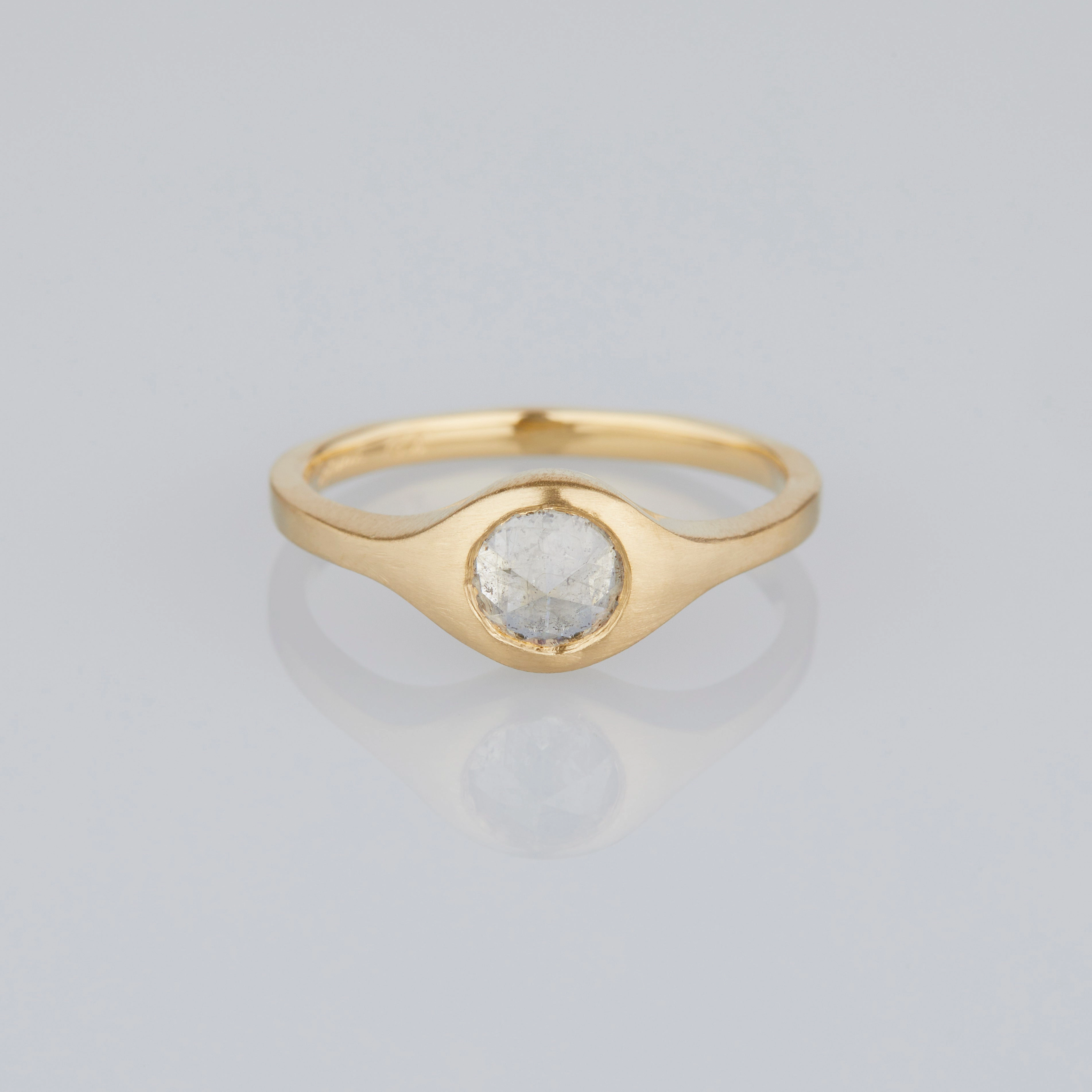 0.87 Carat One-of-a-Kind Rose Cut Grey Diamond Signet Ring | DR145-OOAK