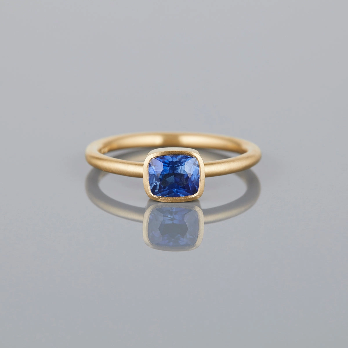 0.89 Carat One-of-a-Kind Cushion Cut Blue Sapphire Ring | SR44-OOAK