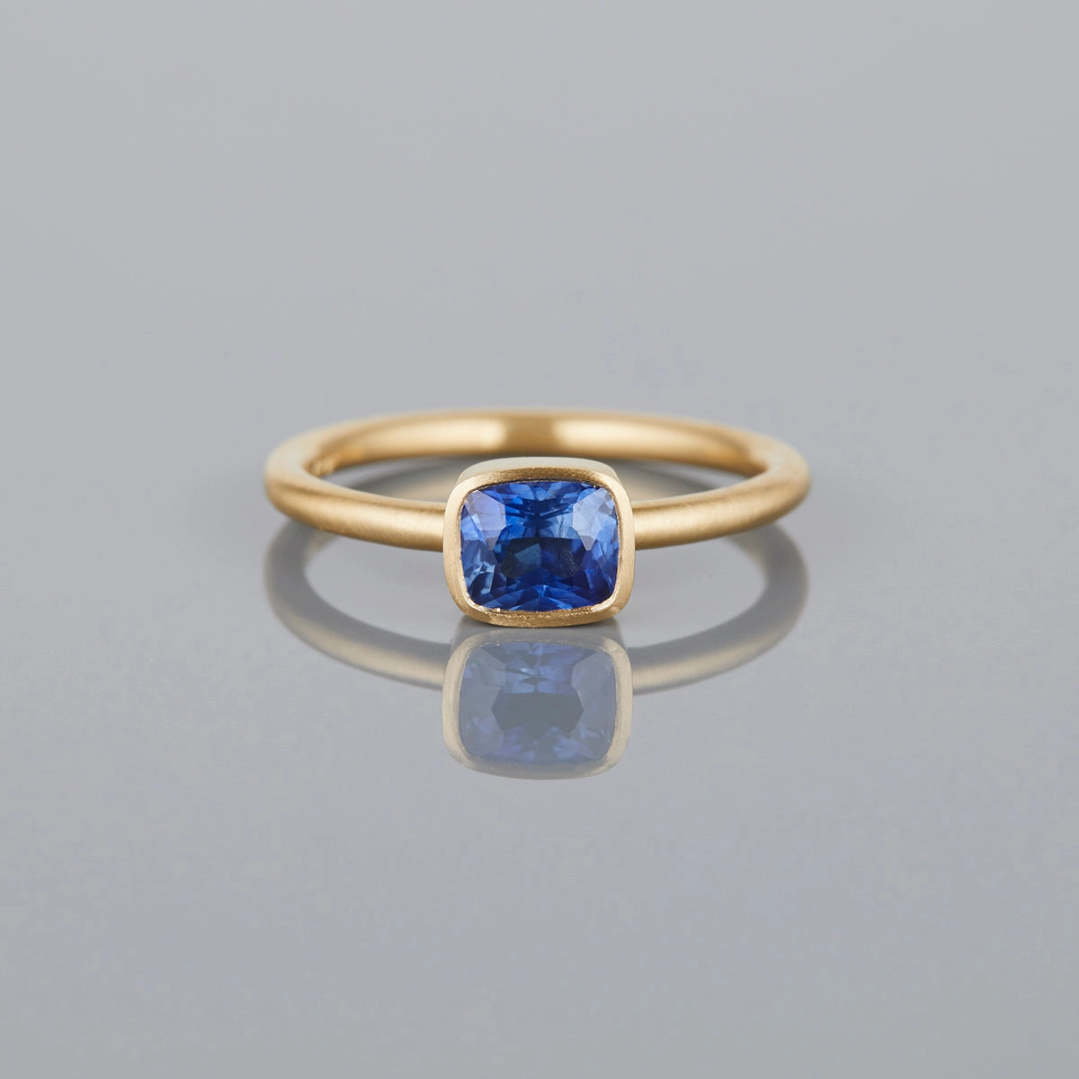 0.89 Carat One-of-a-Kind Cushion Cut Blue Sapphire Ring | SR44-OOAK
