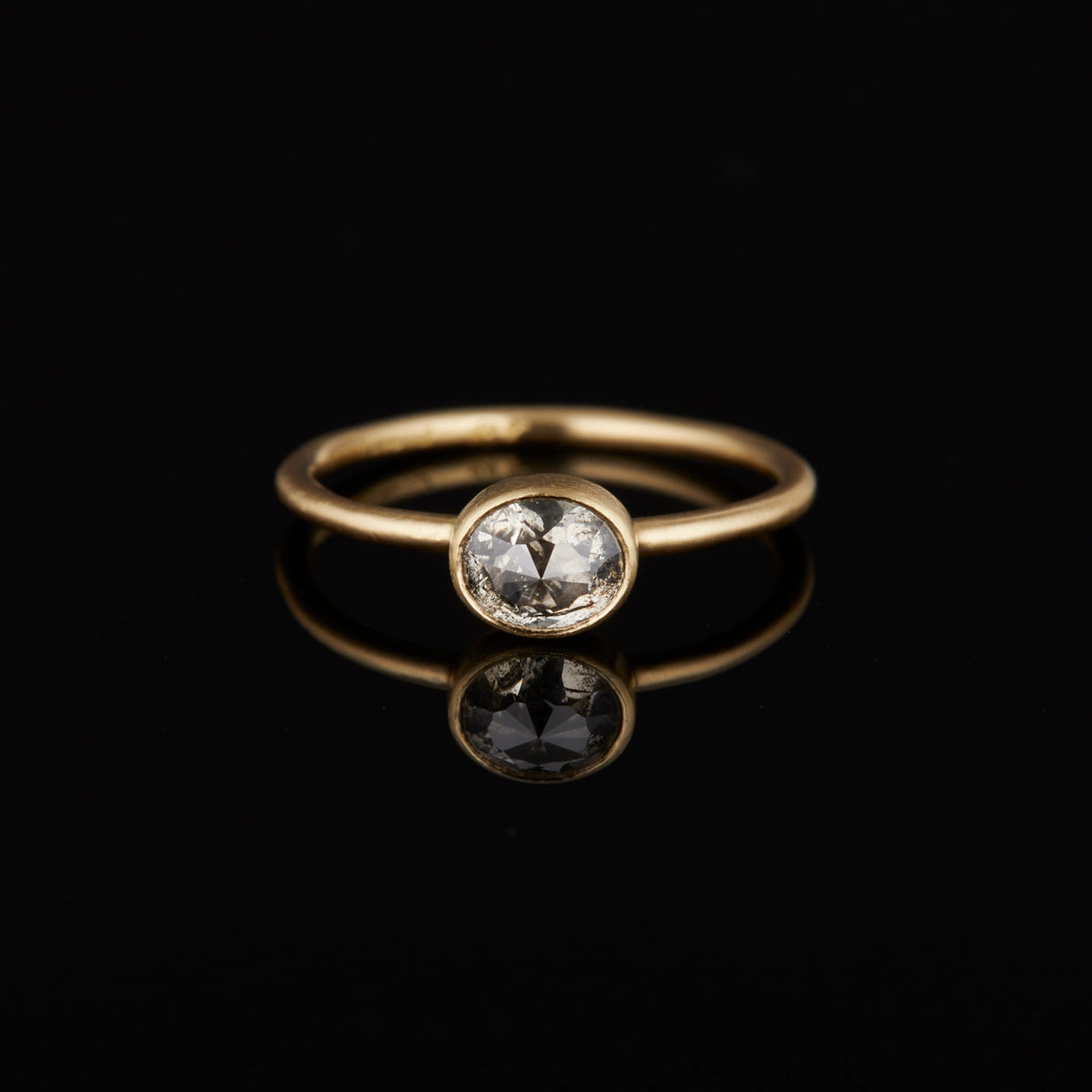 0.89 Carat One-of-a-Kind Rose Cut Salt & Pepper Diamond Ring | DR133-OOAK