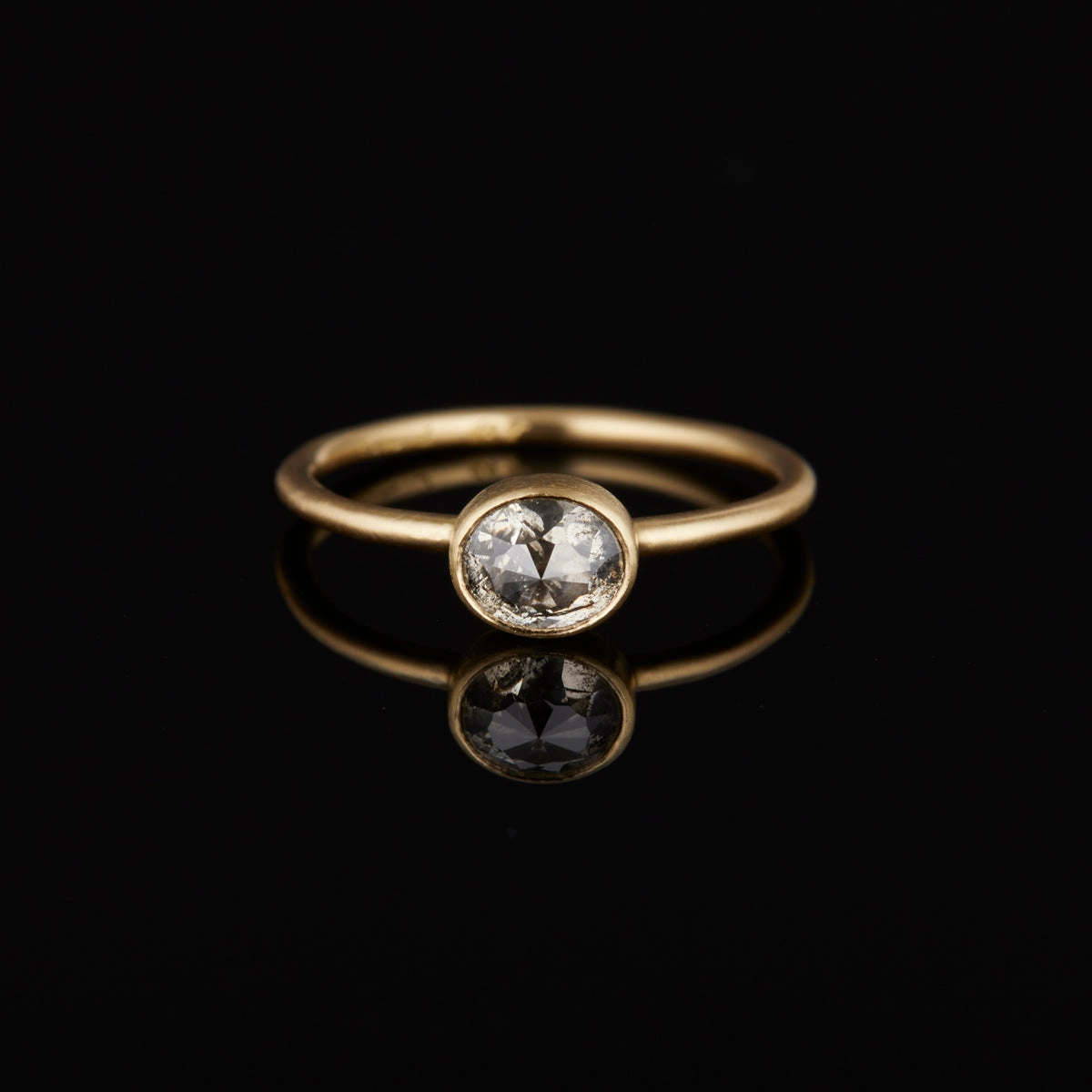 0.89 Carat One-of-a-Kind Rose Cut Salt & Pepper Diamond Ring | DR133-OOAK