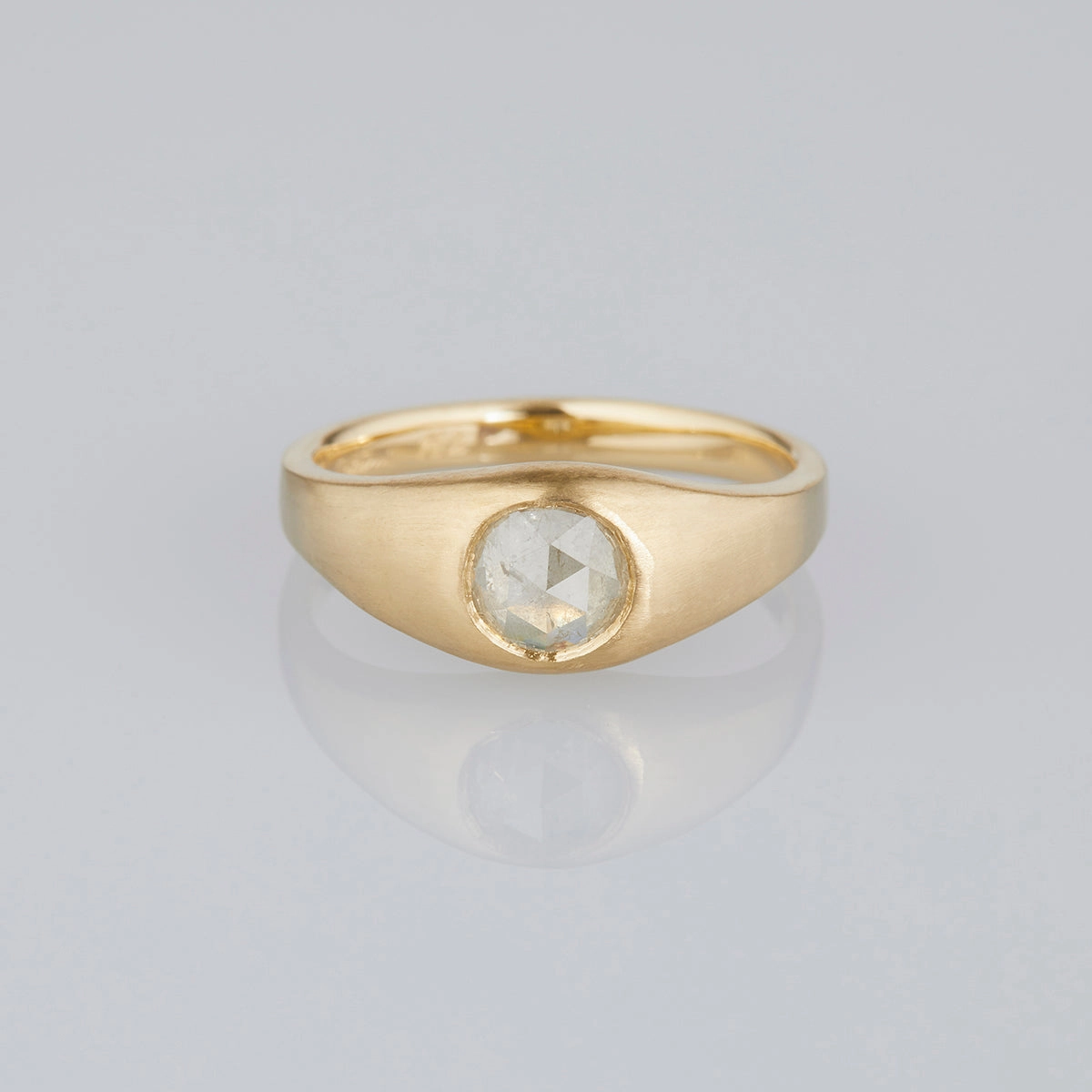 0.93 Carat One-of-a-Kind Rose Cut Icy Diamond Signet Ring | DR146-OOAK