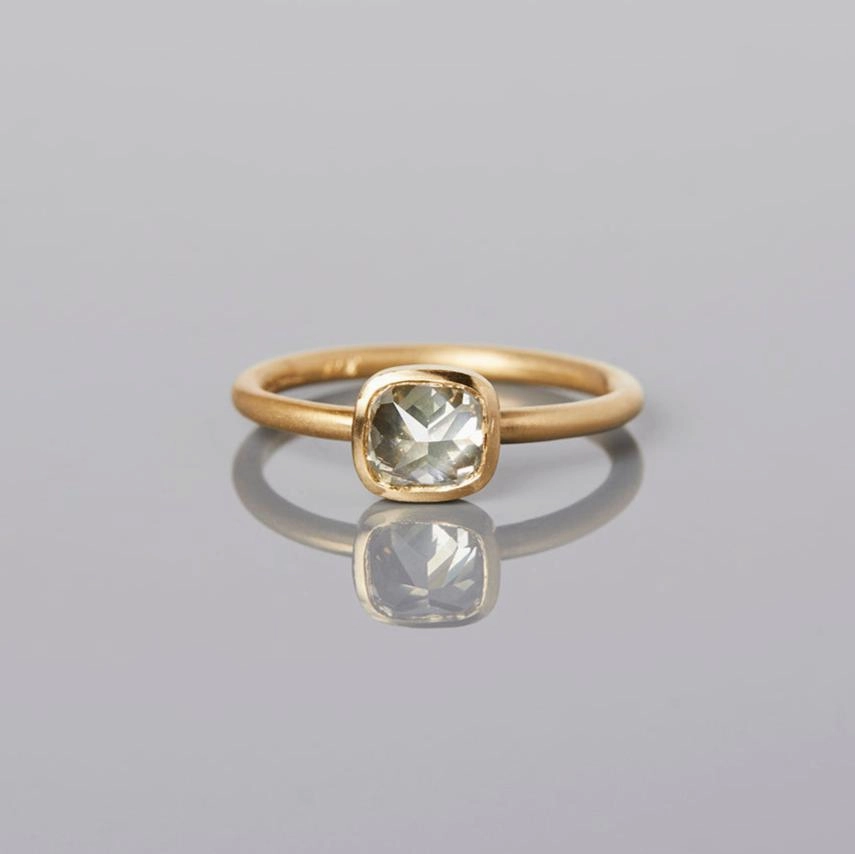 0.95 Carat One-of-a-Kind Rose Cut Grey Diamond Ring | DR72-OOAK