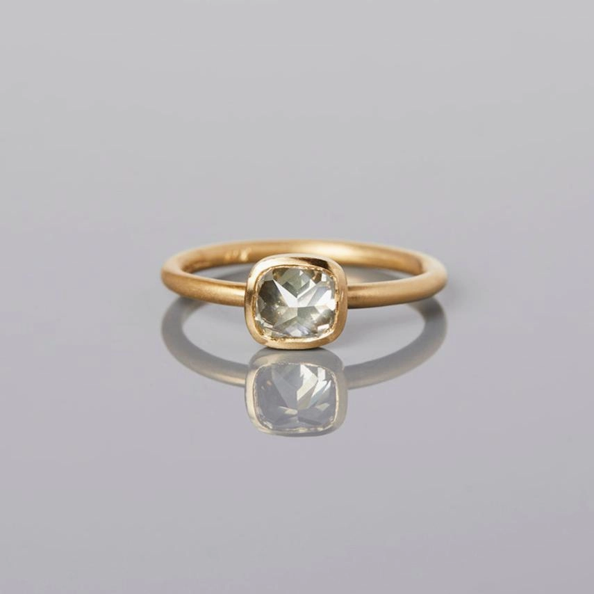 0.95 Carat One-of-a-Kind Rose Cut Grey Diamond Ring | DR72-OOAK