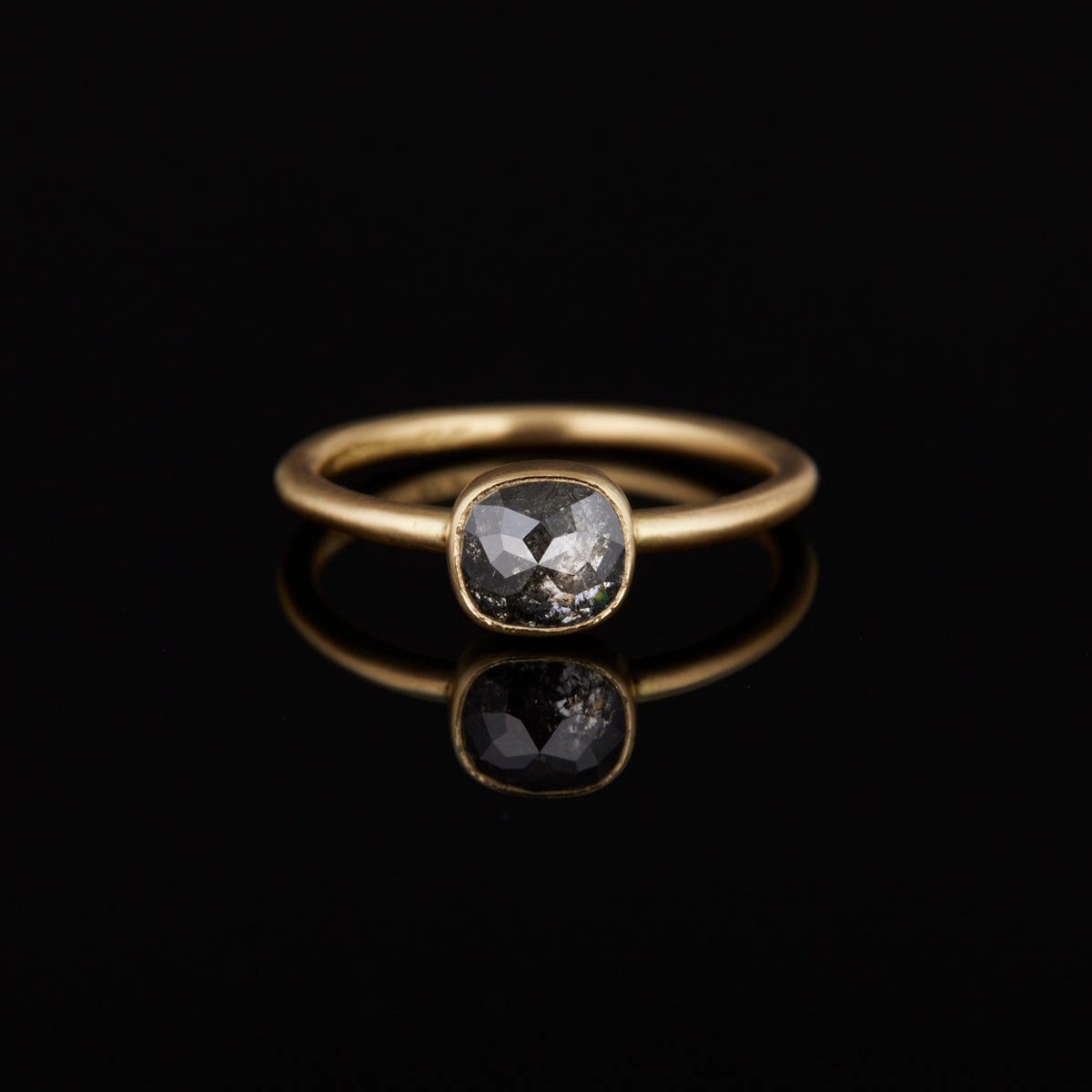 0.98 Carat One-of-a-Kind Rose Cut Salt & Pepper Diamond Ring | DR132-OOAK