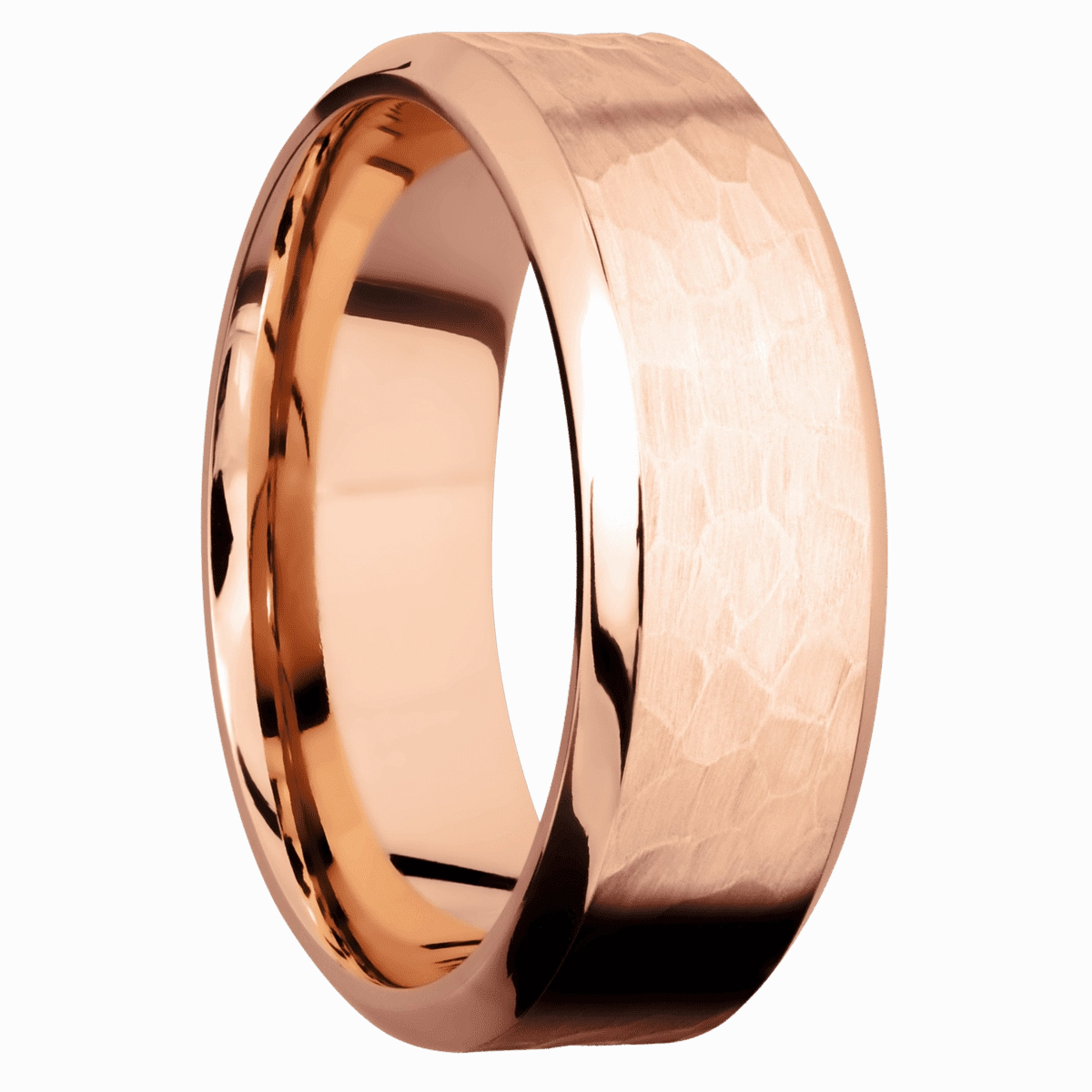 14K Rose Gold with Hammer , Polish Finish