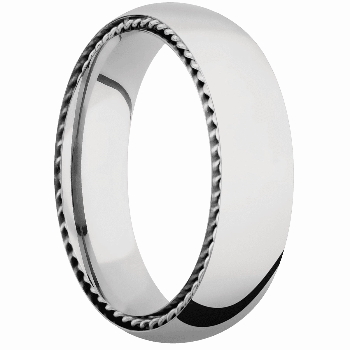 14K White Gold with Polish Finish and 14K White Gold Inlay