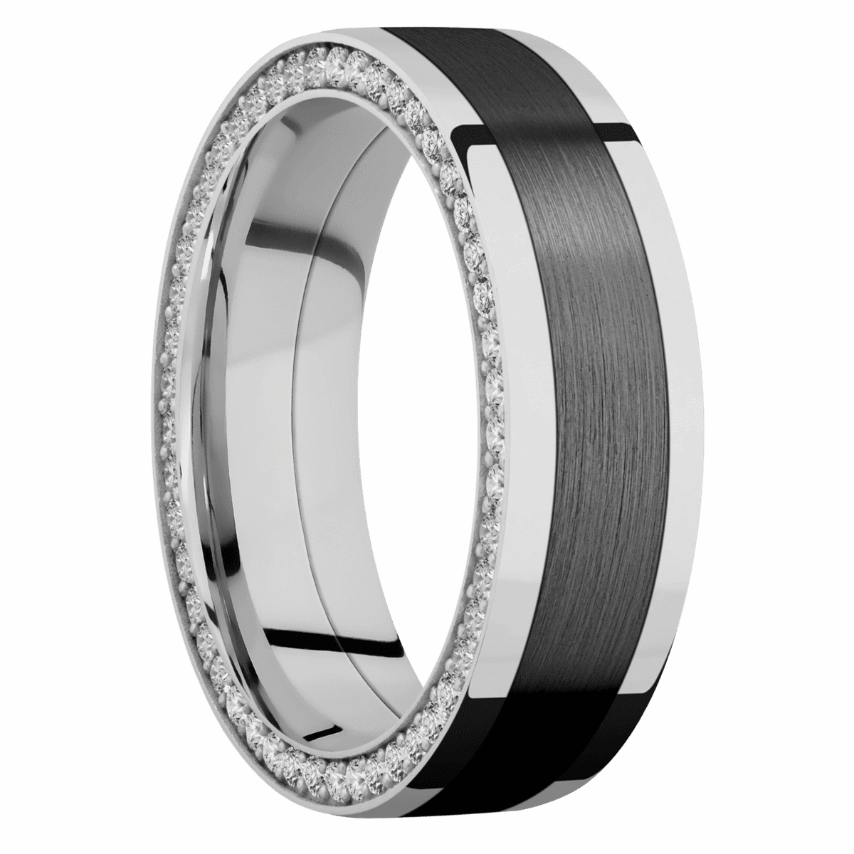14K White Gold with Polish Finish and Zirconium Inlay