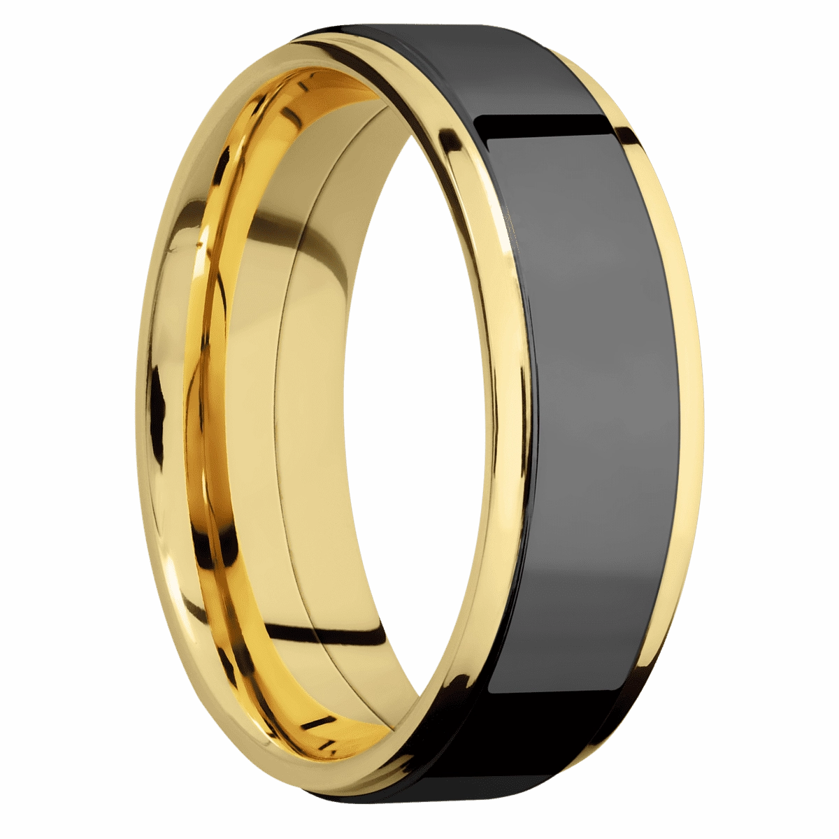 14K Yellow Gold with Polish , Polish Finish and Zirconium Inlay