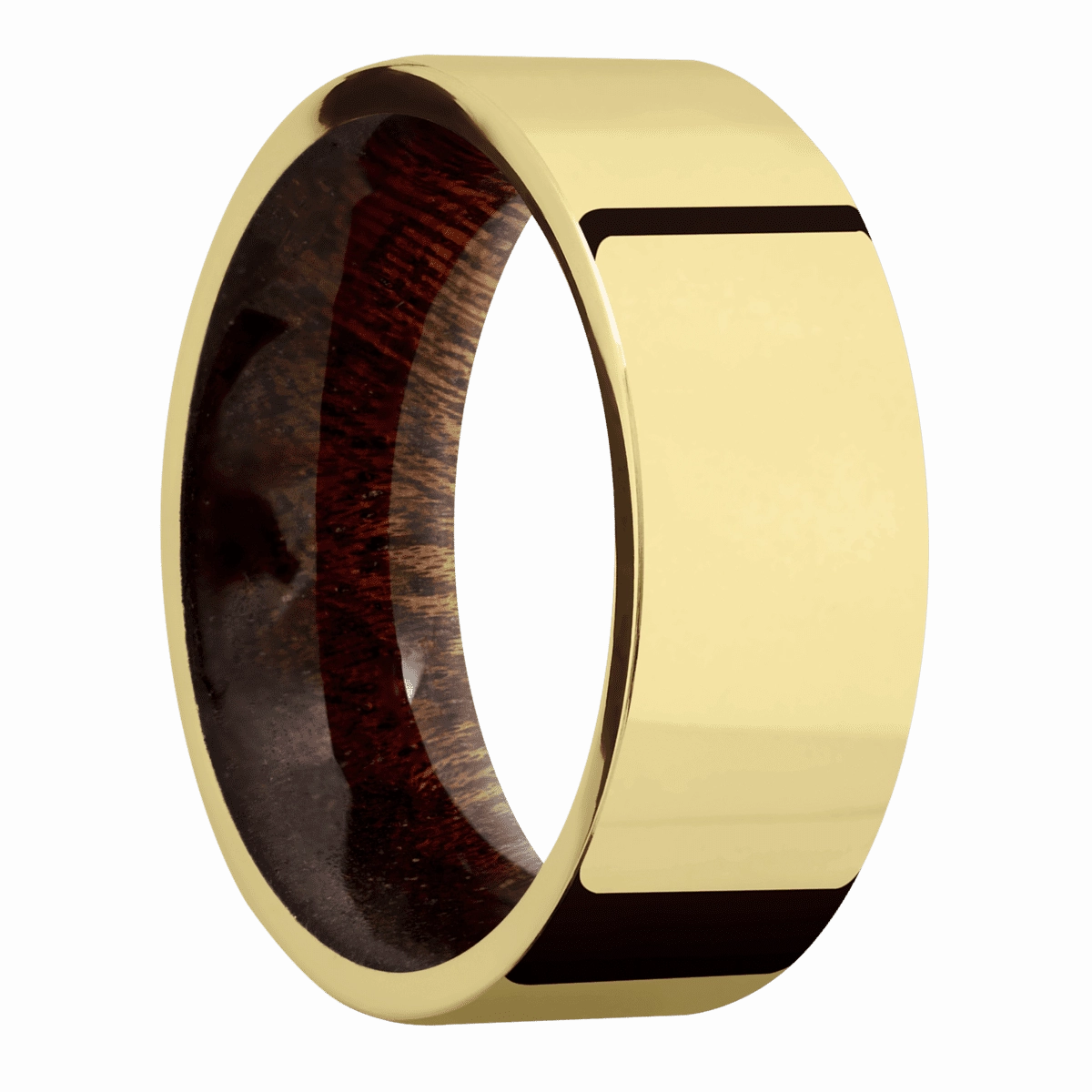 14K Yellow Gold with Polish Finish and Sapele