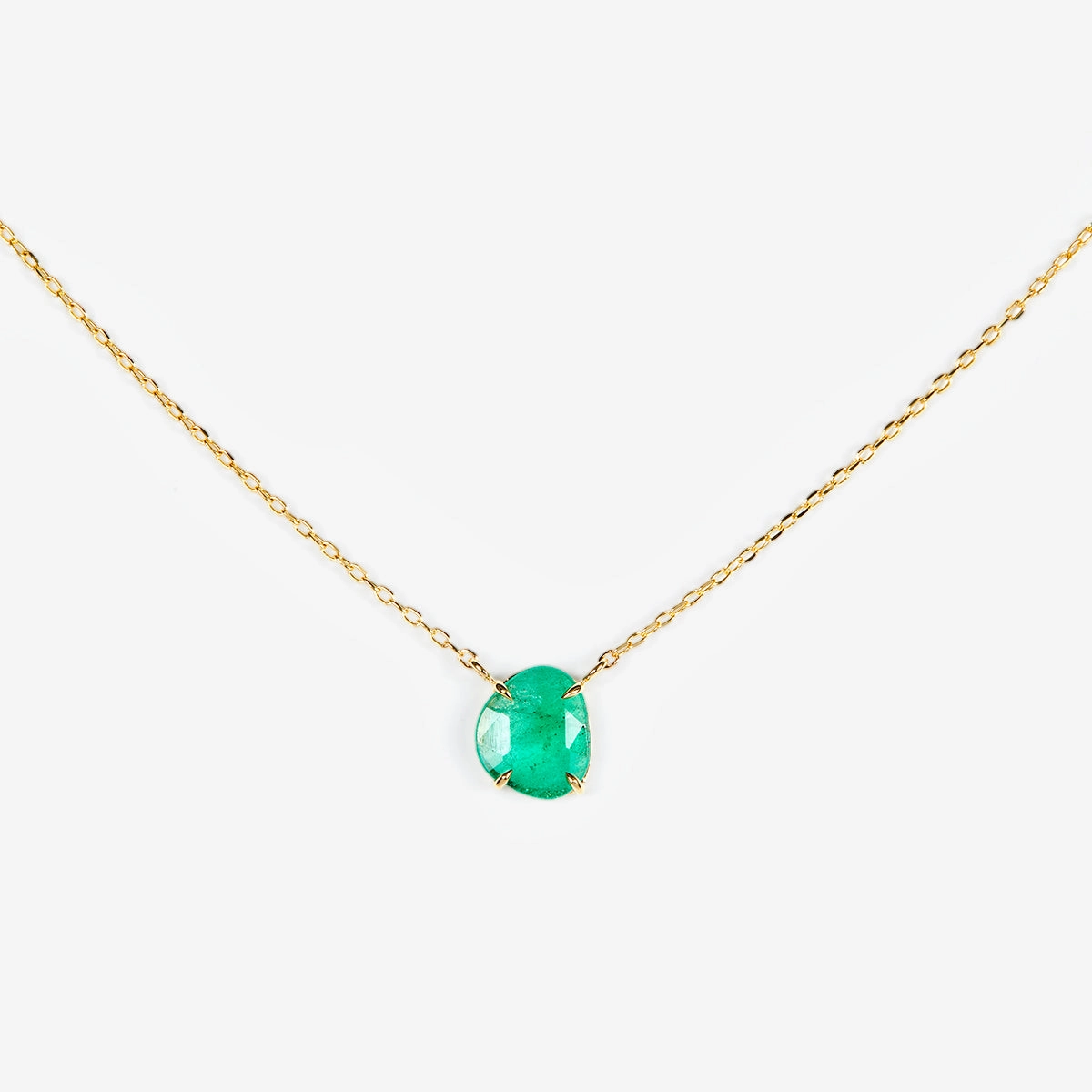 1.04 Carat One-of-a-Kind Emerald Slice Necklace | EN2-OOAK