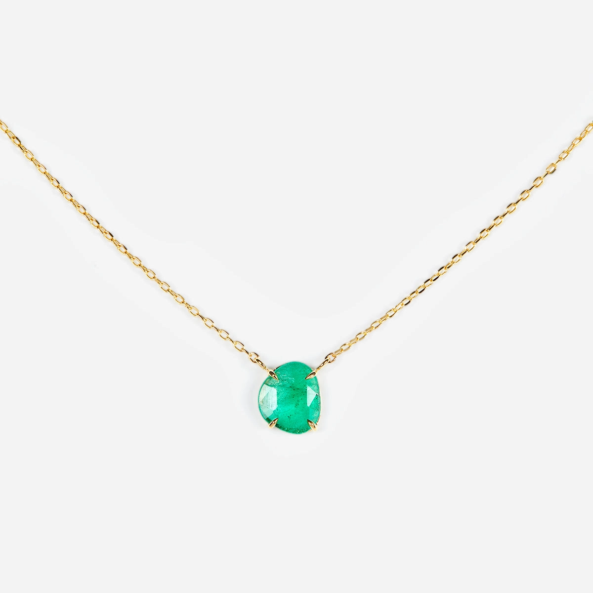 1.04 Carat One-of-a-Kind Emerald Slice Necklace | EN2-OOAK