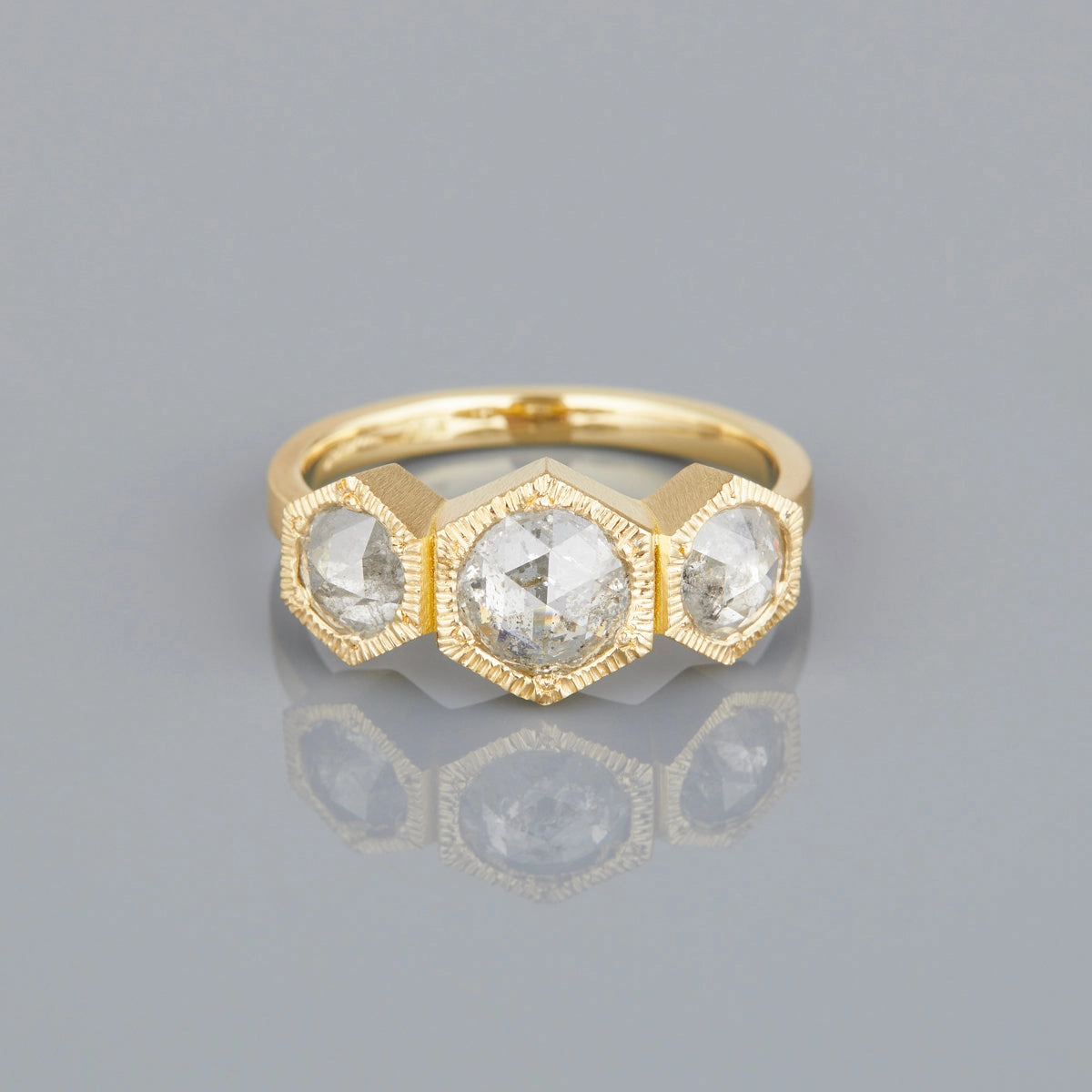 1.05 Carat One-of-a-Kind Rose Cut Triple Icy Diamond Ring | DR147-OOAK