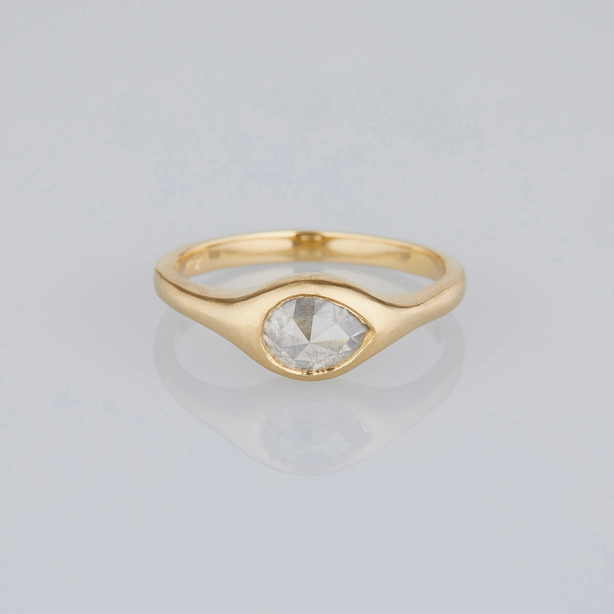 1.09 Carat One-of-a-Kind Rose Cut Grey Diamond Signet Ring | DR140-OOAK