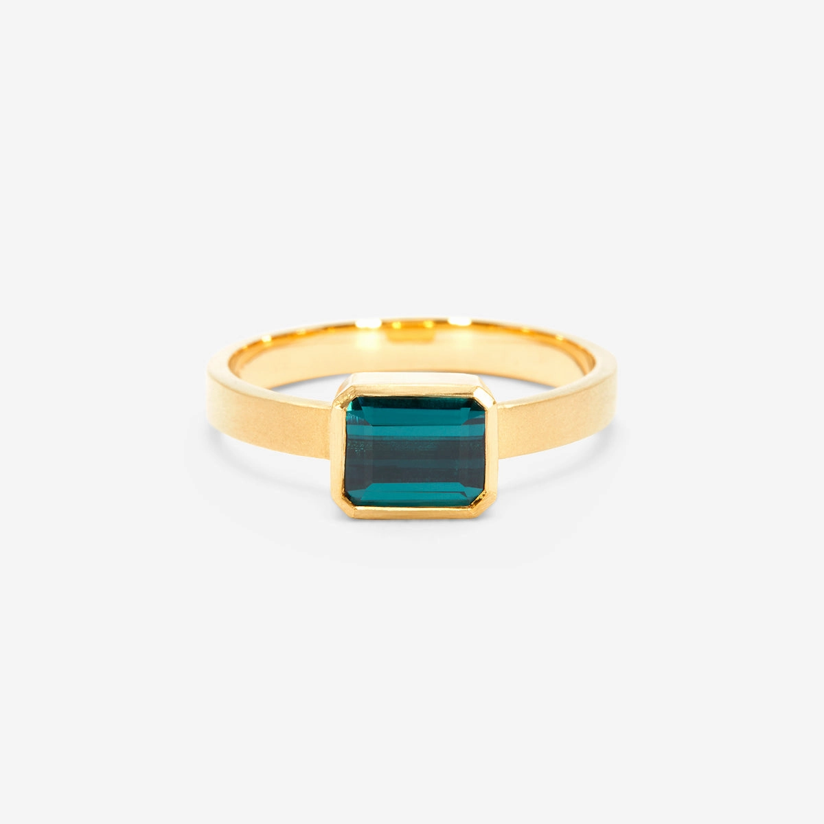 1.18 Carat One-of-a-Kind Elongated Octagon Cut Green Tourmaline Ring | TR54-OOAK