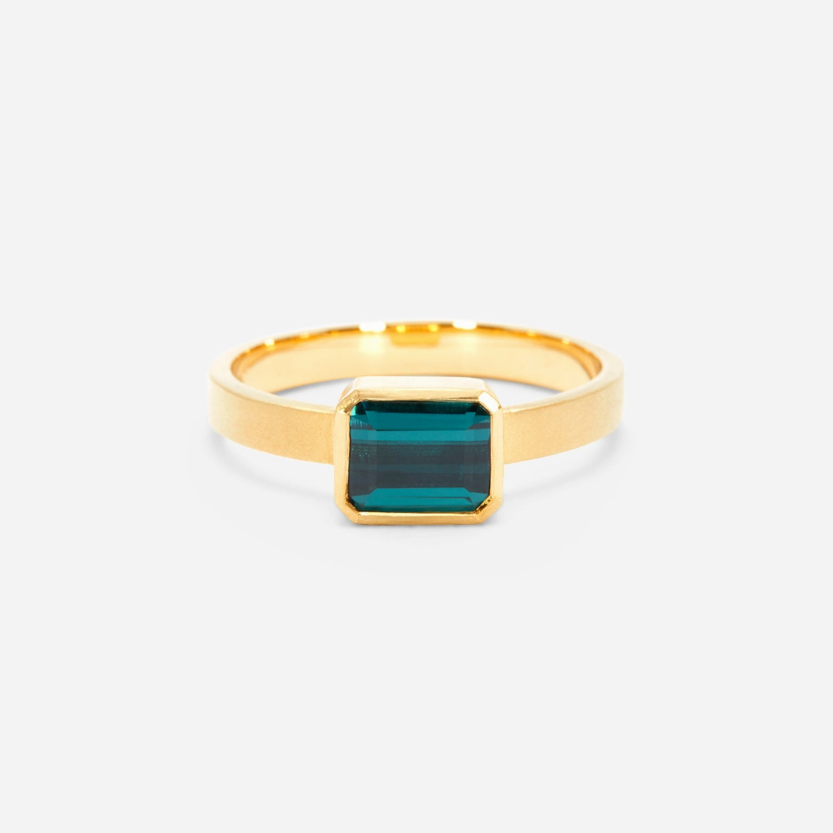 1.18 Carat One-of-a-Kind Elongated Octagon Cut Green Tourmaline Ring | TR54-OOAK
