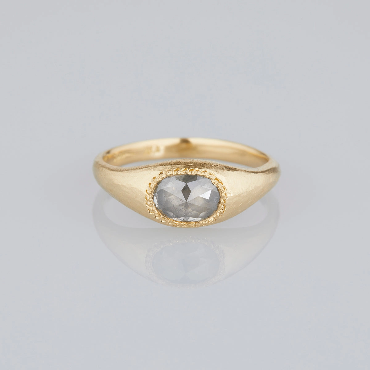 1.21 Carat One-of-a-Kind Rose Cut Grey Diamond Signet Ring | DR136-OOAK