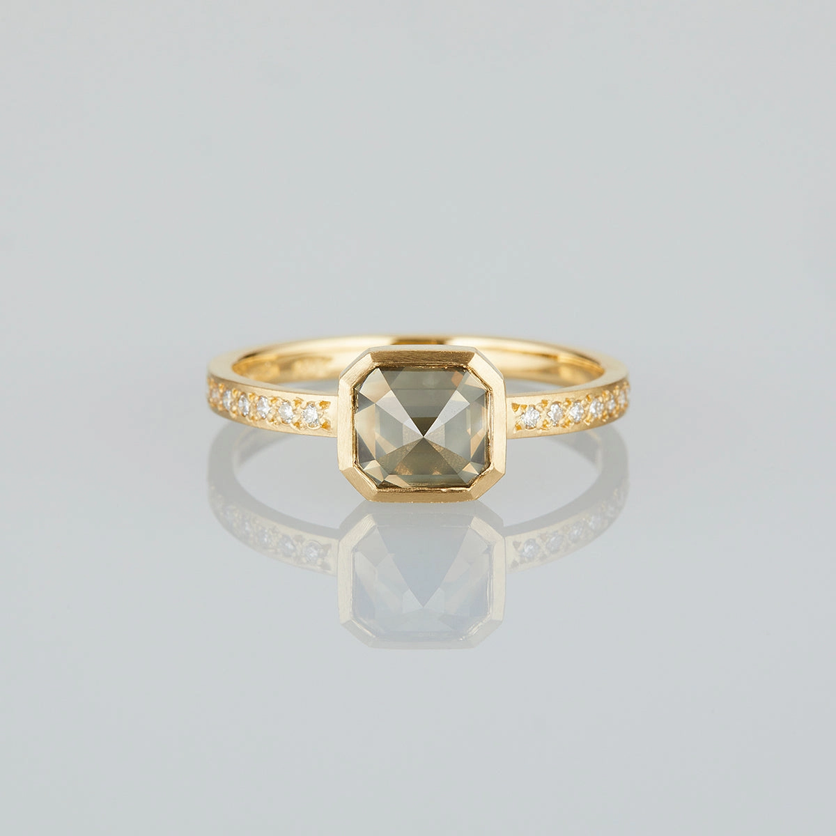 1.26 Carat One-of-a-Kind Mogul Emerald Cut Grey Diamond Ring | DR168-OOAK