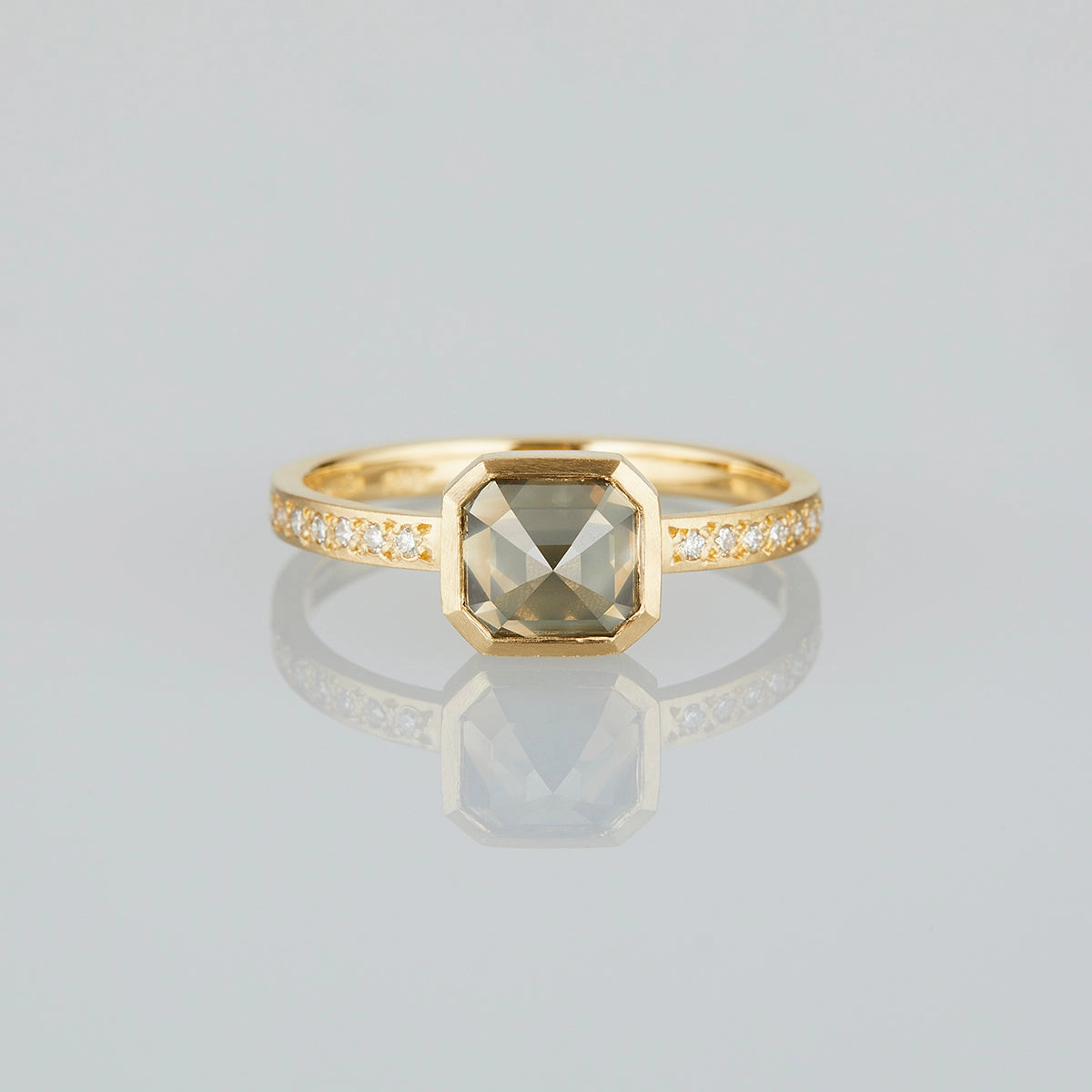 1.26 Carat One-of-a-Kind Mogul Emerald Cut Grey Diamond Ring | DR168-OOAK