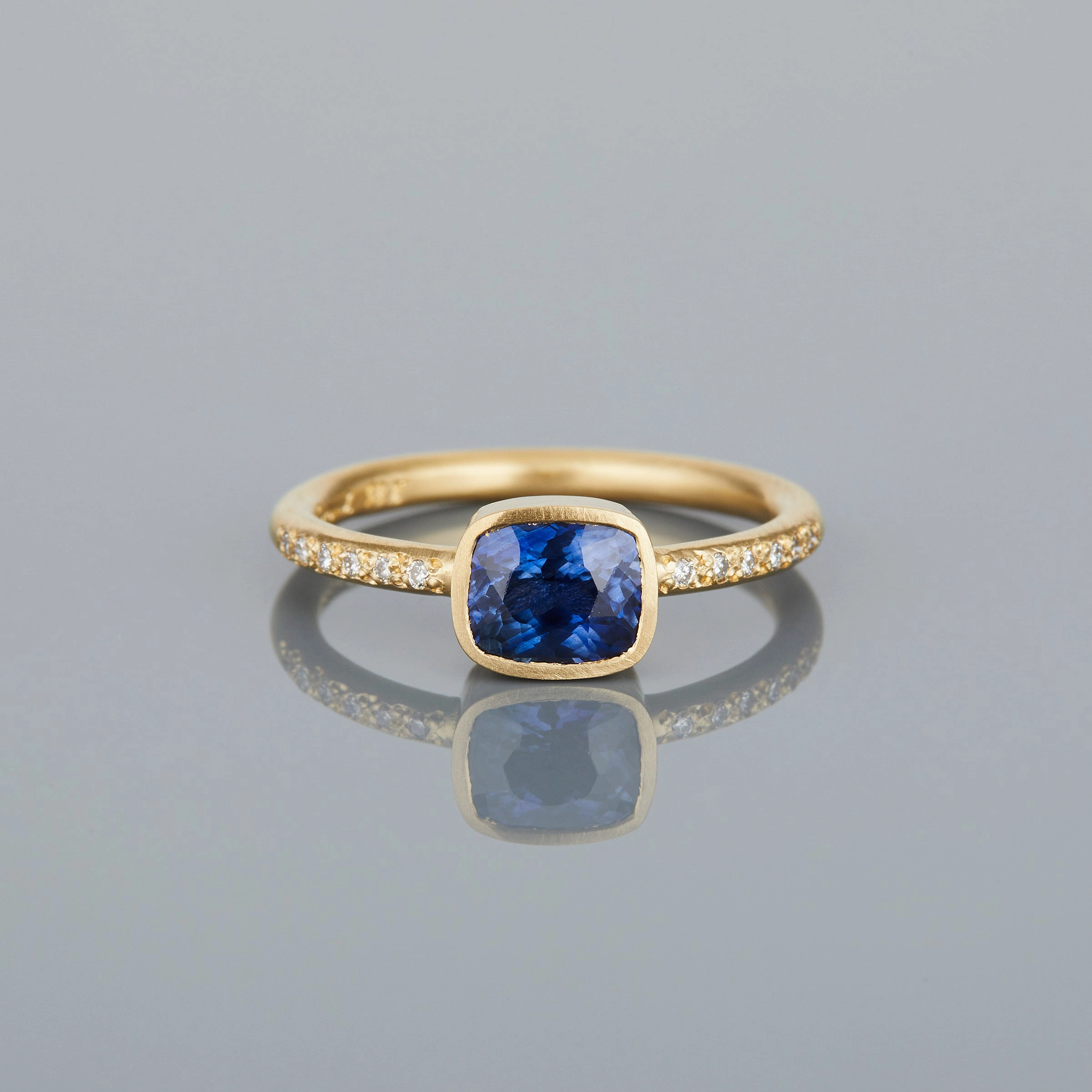 1.28 Carat One-of-a-Kind Cushion Cut Blue Sapphire Ring | SR58-OOAK