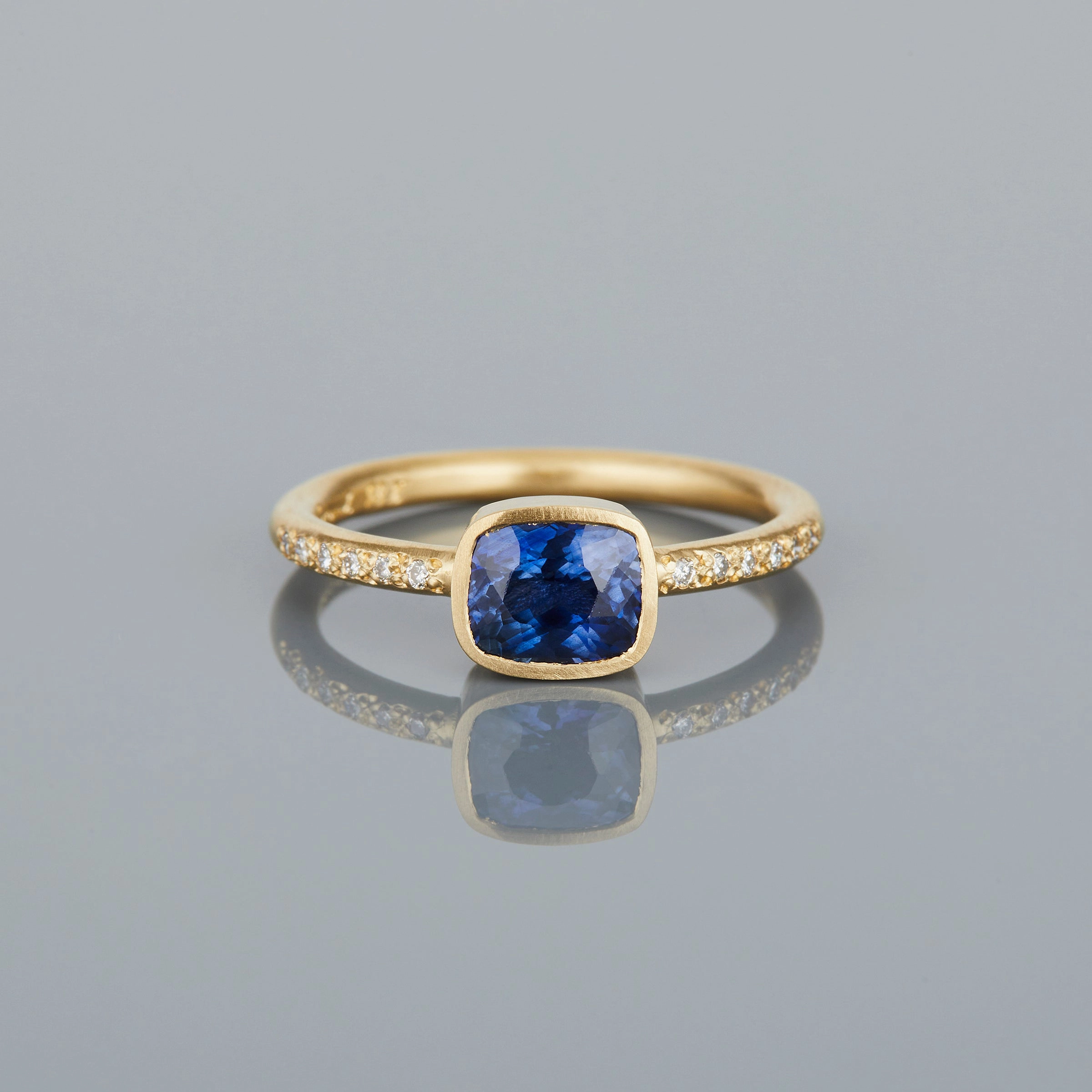 1.28 Carat One-of-a-Kind Cushion Cut Blue Sapphire Ring | SR58-OOAK