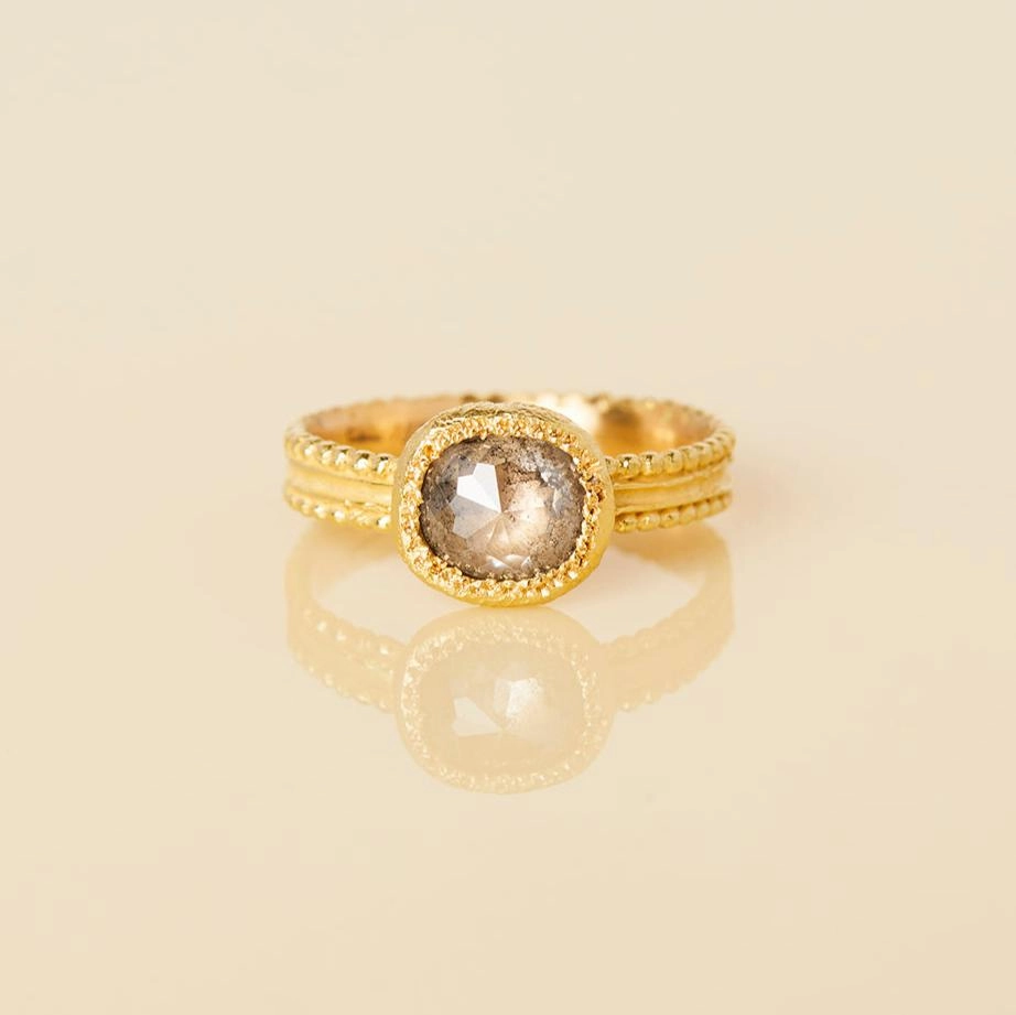 1.33 Carat One-of-a-Kind Rose Cut Grey Diamond Ring | DR98-OOAK