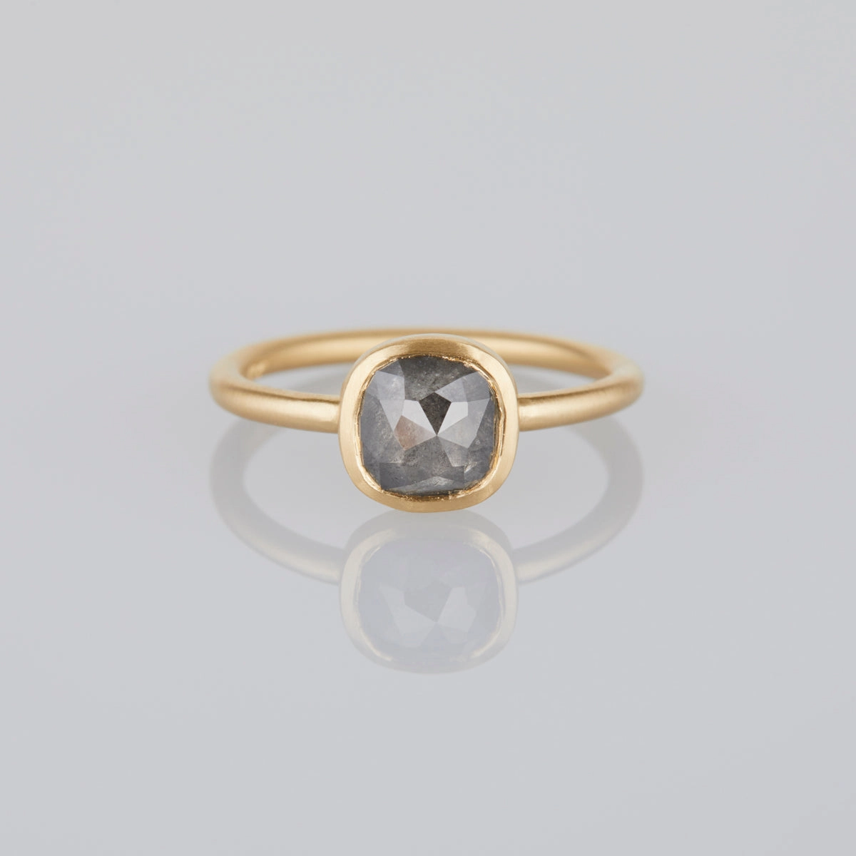 1.38 Carat One-of-a-Kind Rose Cushion Cut Grey Diamond Ring | DR130-OOAK
