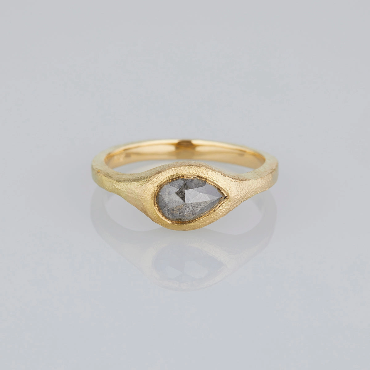 1.40 Carat One-of-a-Kind Rose Cut Grey Diamond Signet Ring | DR141-OOAK