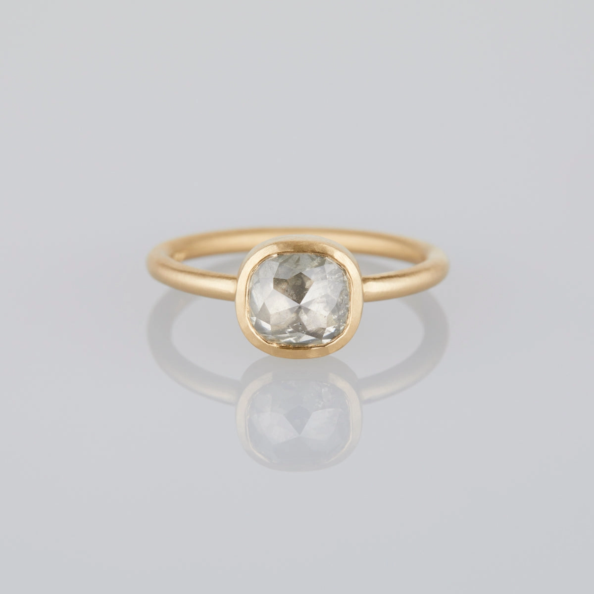 1.52 Carat One-of-a-Kind Rose Cushion Cut Grey Diamond Ring | DR128-OOAK