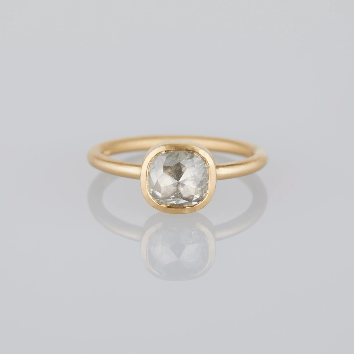 1.52 Carat One-of-a-Kind Rose Cushion Cut Grey Diamond Ring | DR128-OOAK