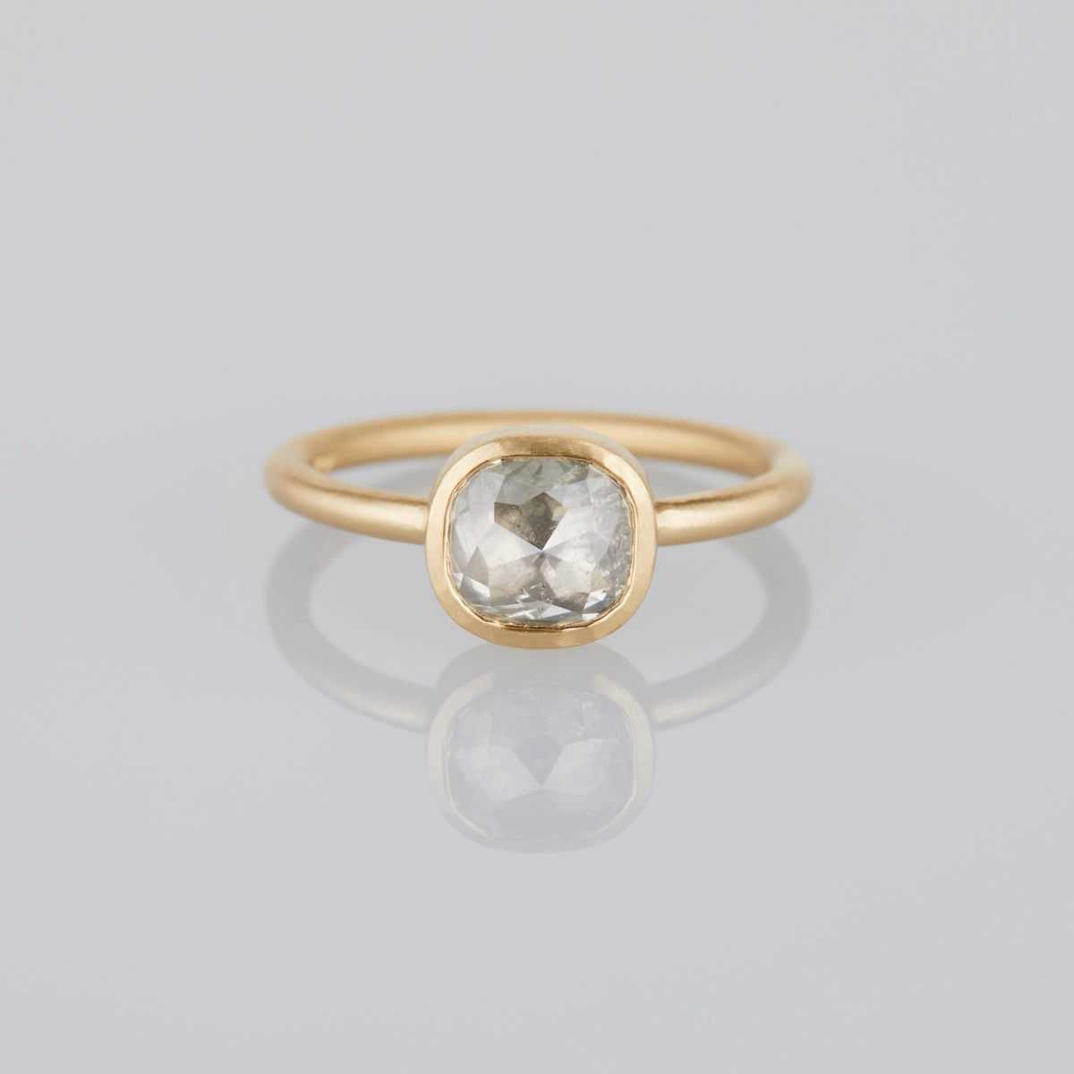 1.52 Carat One-of-a-Kind Rose Cushion Cut Grey Diamond Ring | DR128-OOAK