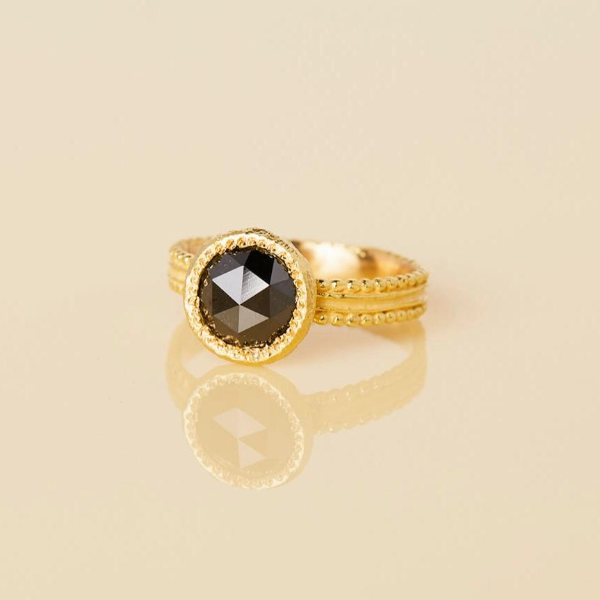 1.85 Carat One-of-a-Kind Rose Cut Black Diamond Ring | DR101-OOAK