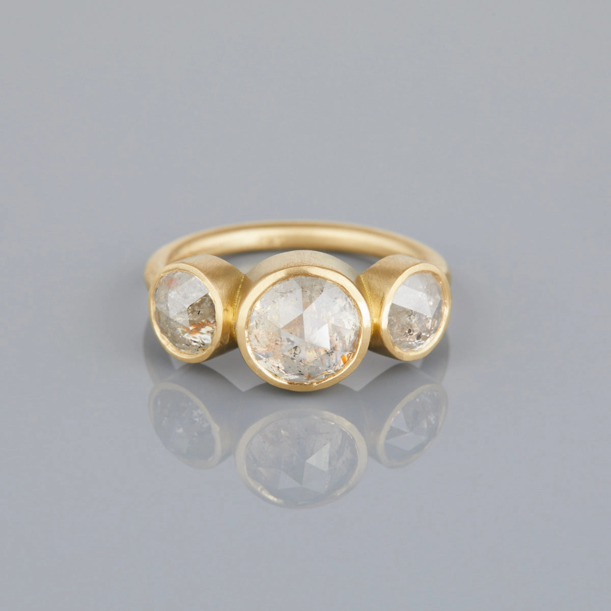 2.35 Carat One-of-a-Kind Rose Cut Triple Grey Diamond Ring | DR148-OOAK