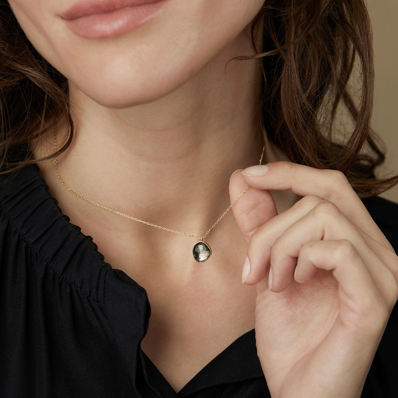 2.45 Carat One-of-a-Kind Rose Cut Grey Tourmaline Necklace | TN11-OOAK