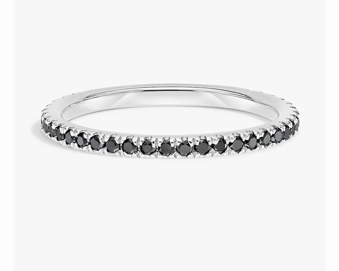 2MM Pave Black Diamond Band in 10K Gold