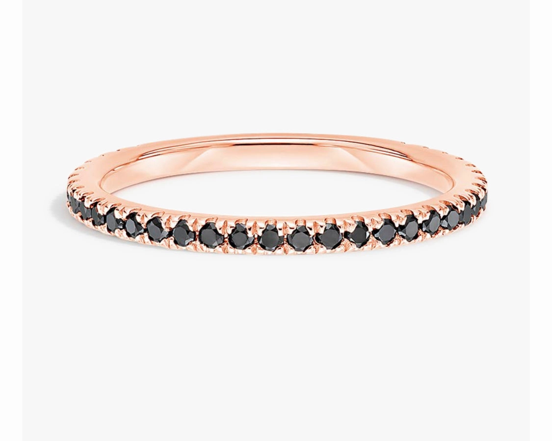2MM Pave Black Diamond Band in 10K Gold