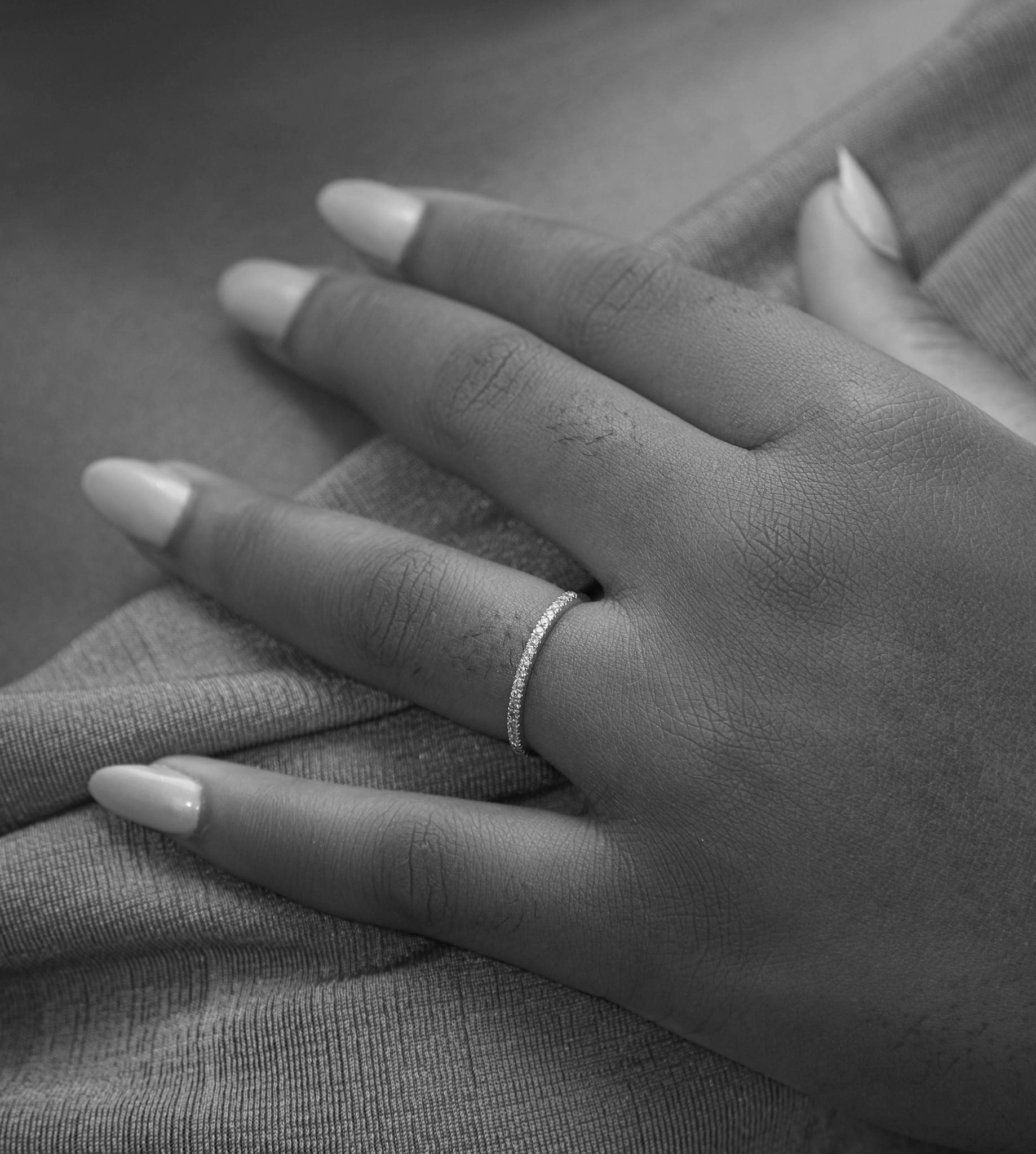 2MM Pave CZ Band in 18K Gold