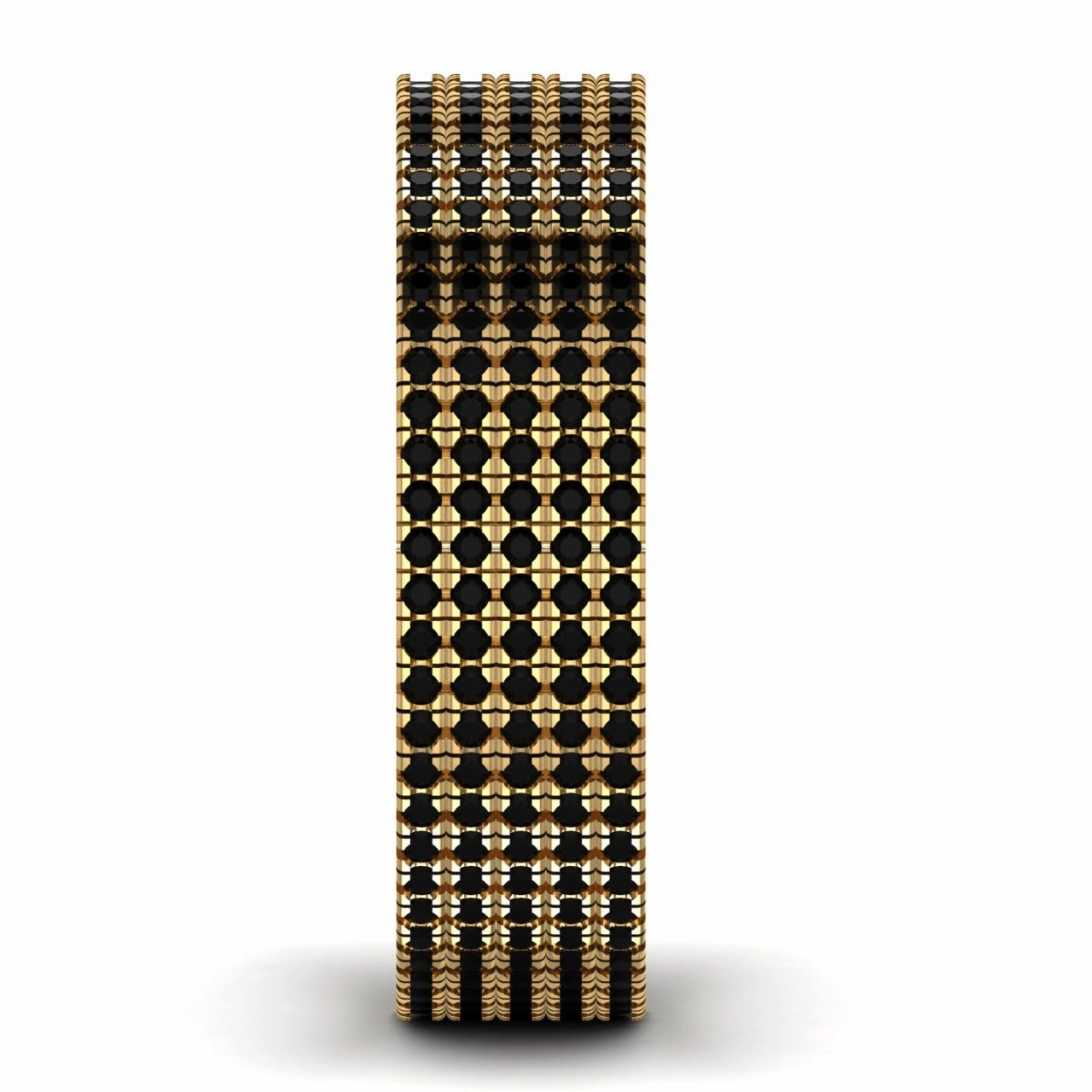 360 Black Diamond Band in 18K Gold