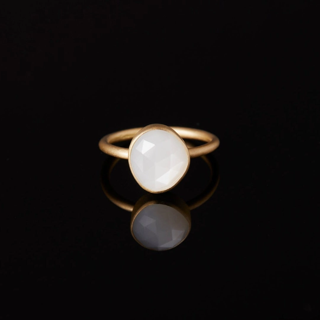 3.27 Carat One-of-a-Kind Rose Cut White Moonstone Ring | WMR6-OOAK