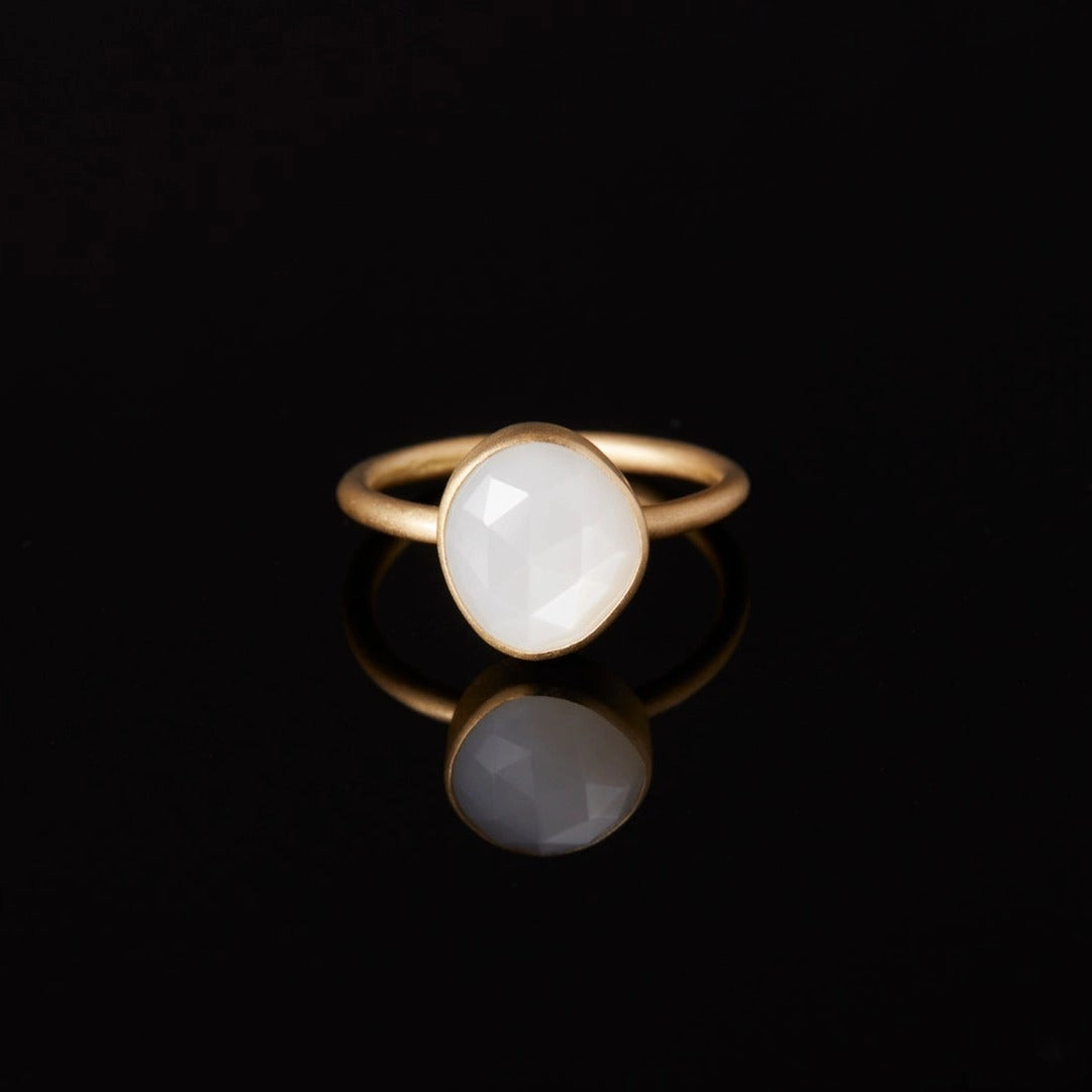 3.27 Carat One-of-a-Kind Rose Cut White Moonstone Ring | WMR6-OOAK