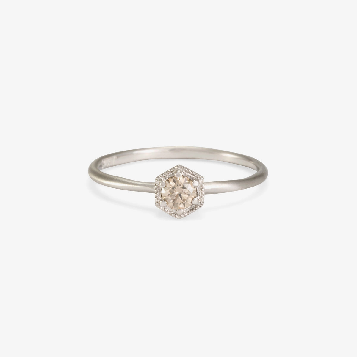 3.5mm Brown Diamond Hexagon Ring | R2203BR