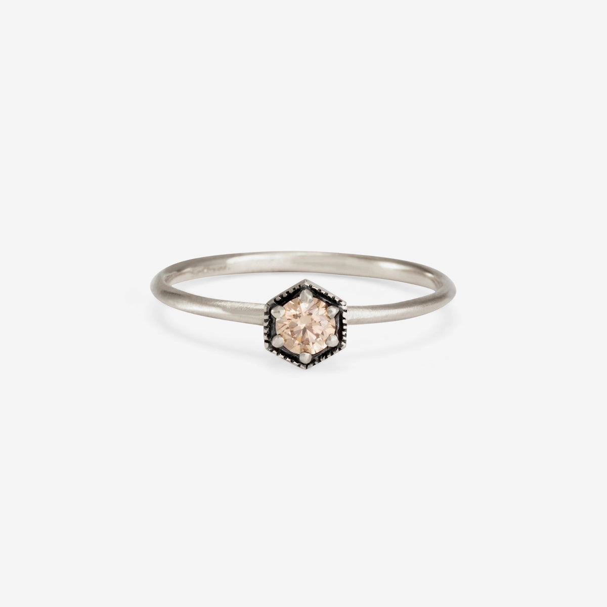 3.5mm Brown Diamond Hexagon Ring | R2203BR