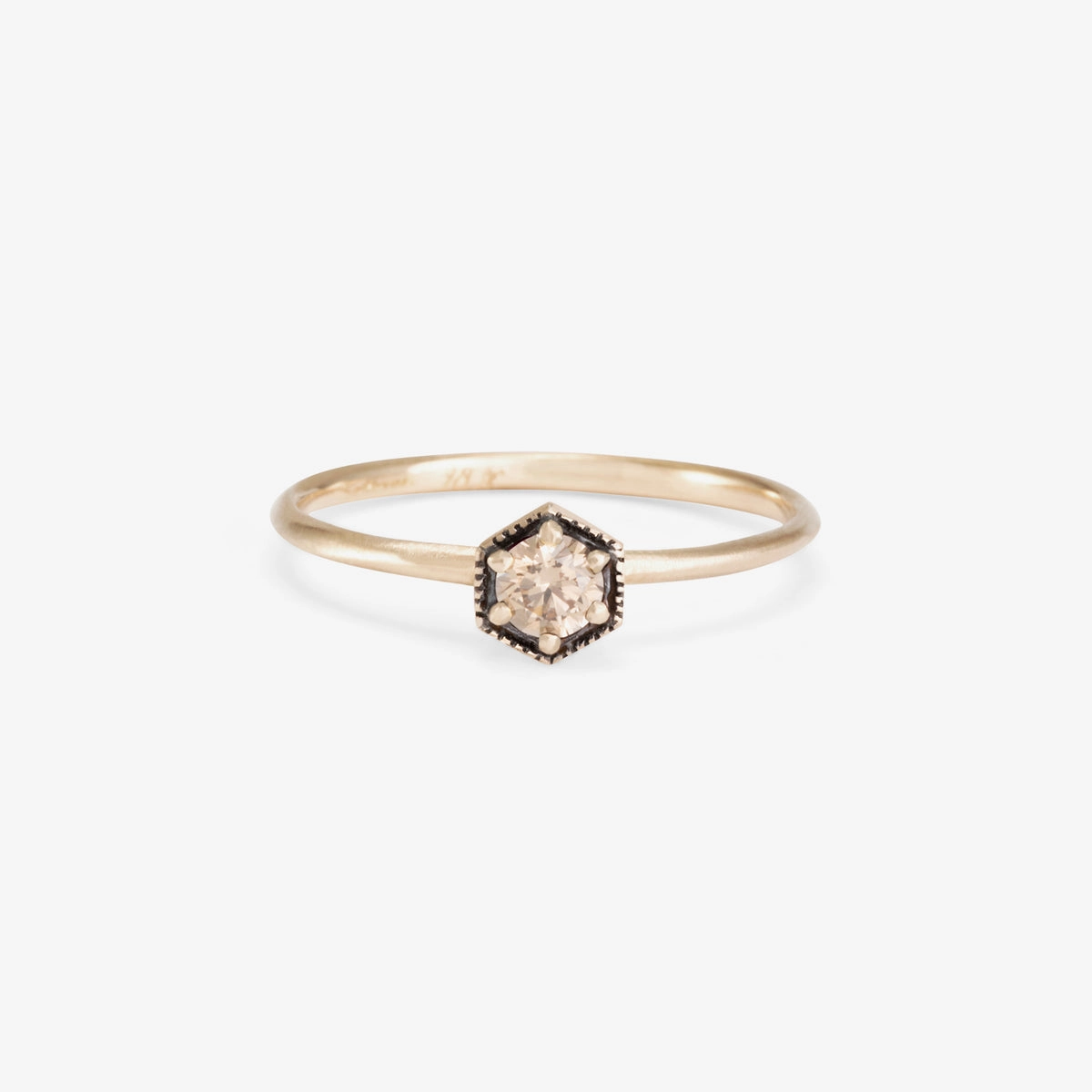 3.5mm Brown Diamond Hexagon Ring | R2203BR